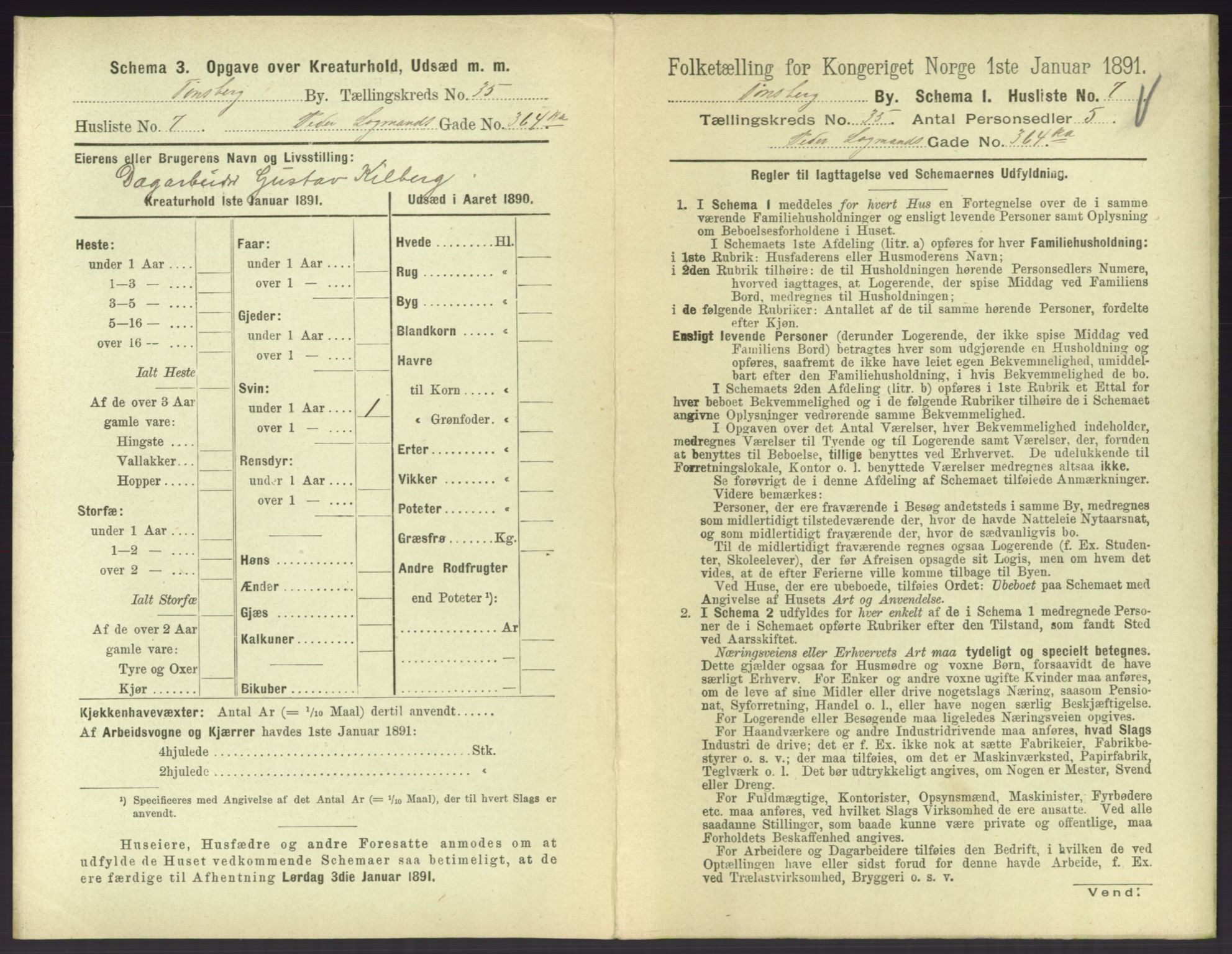 RA, 1891 census for 0705 Tønsberg, 1891, p. 1018