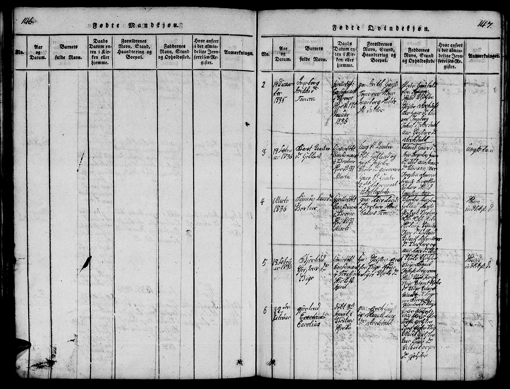 Ministerialprotokoller, klokkerbøker og fødselsregistre - Møre og Romsdal, SAT/A-1454/539/L0535: Parish register (copy) no. 539C01, 1818-1842, p. 146-147