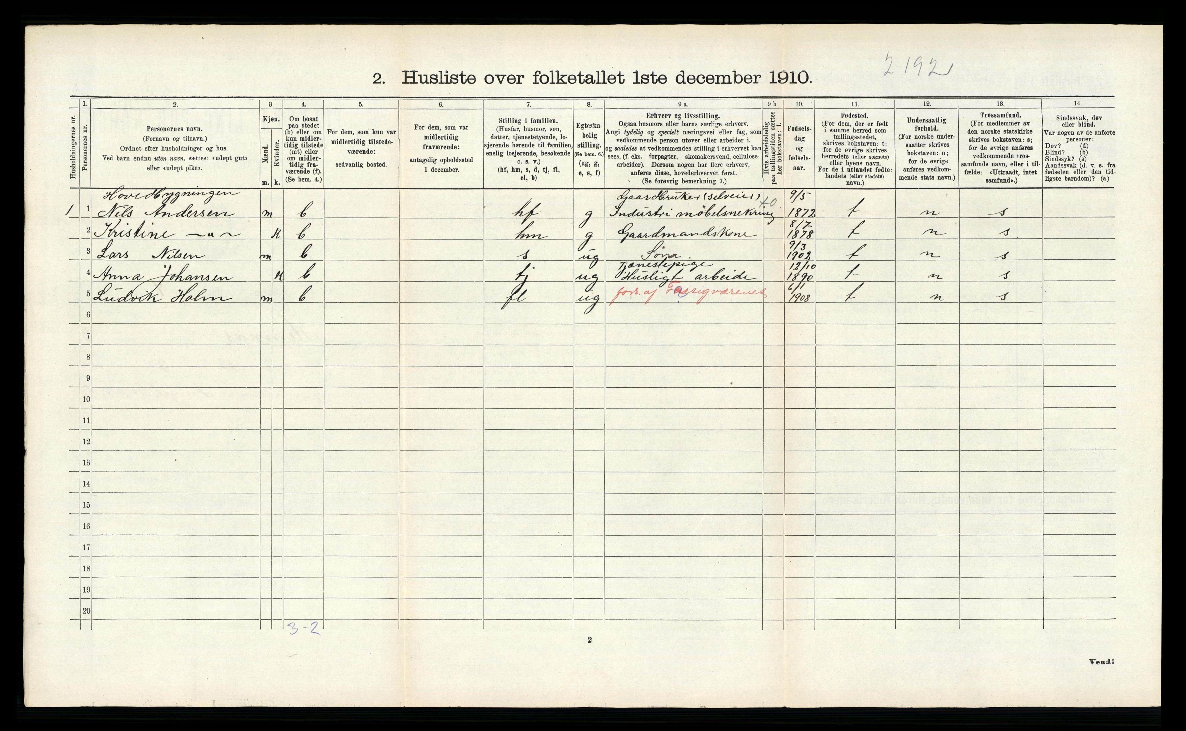 RA, 1910 census for Hemnes, 1910, p. 883