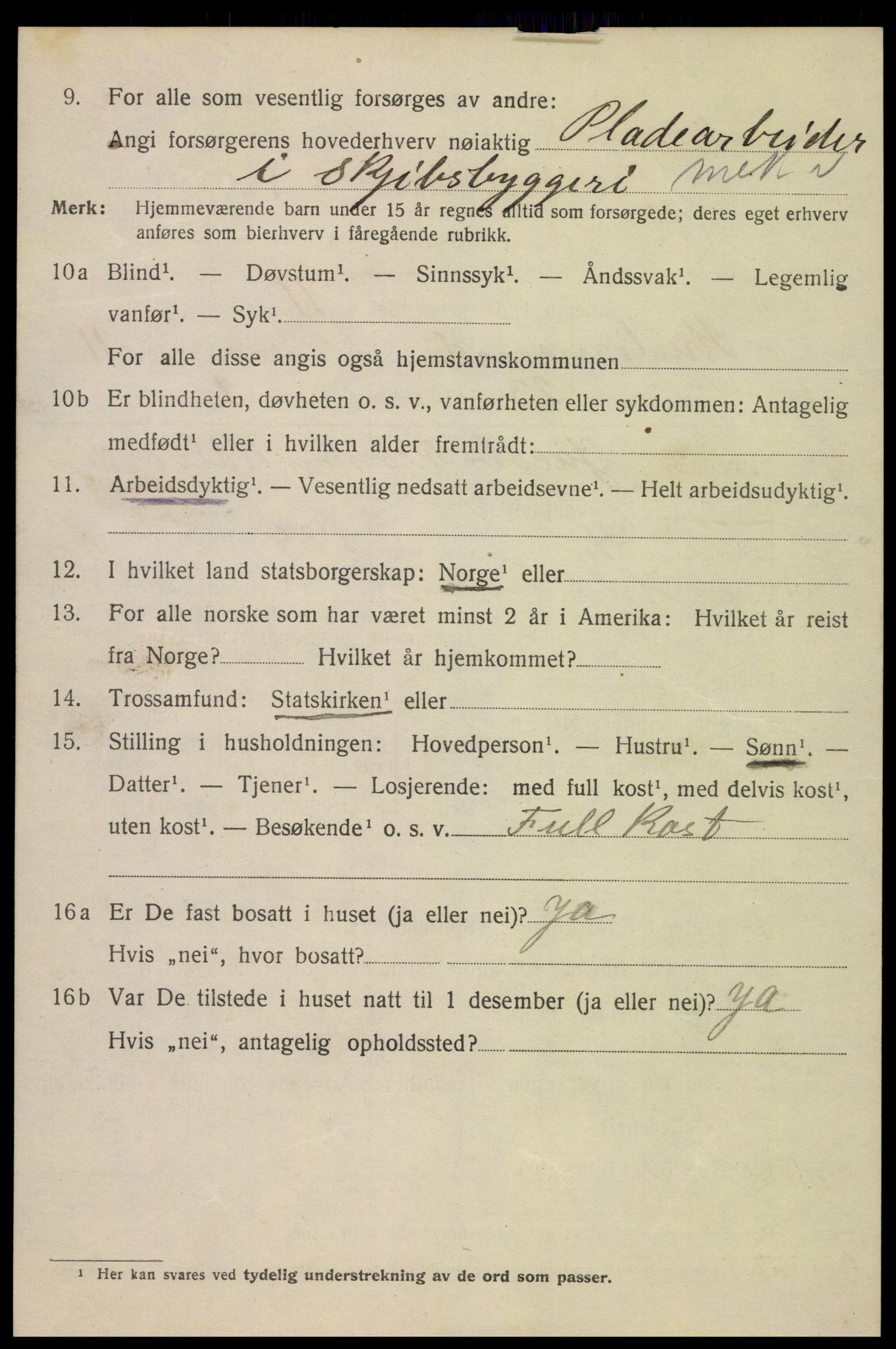 SAK, 1920 census for Kristiansand, 1920, p. 25054