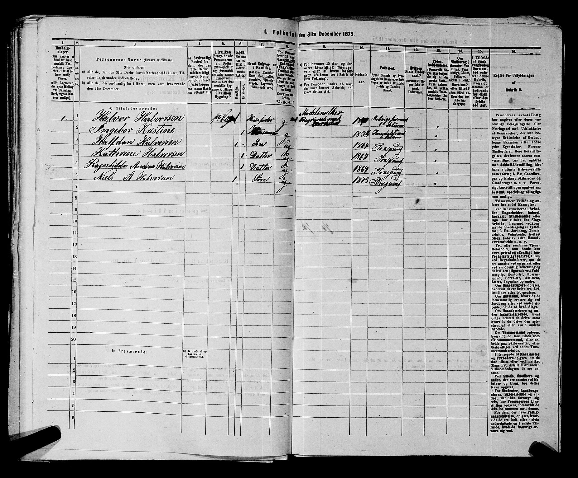 SAKO, 1875 census for 0805P Porsgrunn, 1875, p. 970