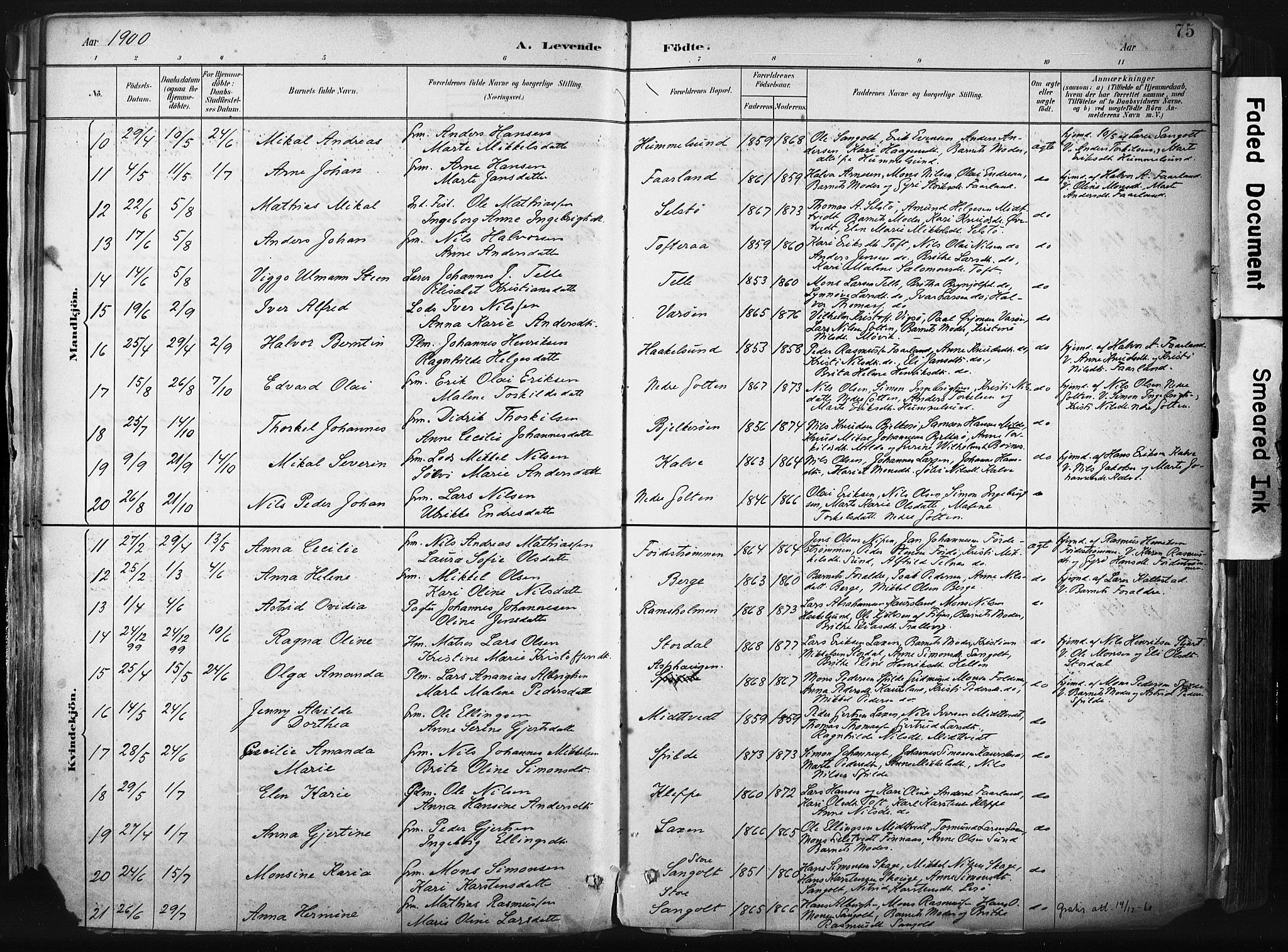 Sund sokneprestembete, SAB/A-99930: Parish register (official) no. B 1, 1882-1907, p. 75