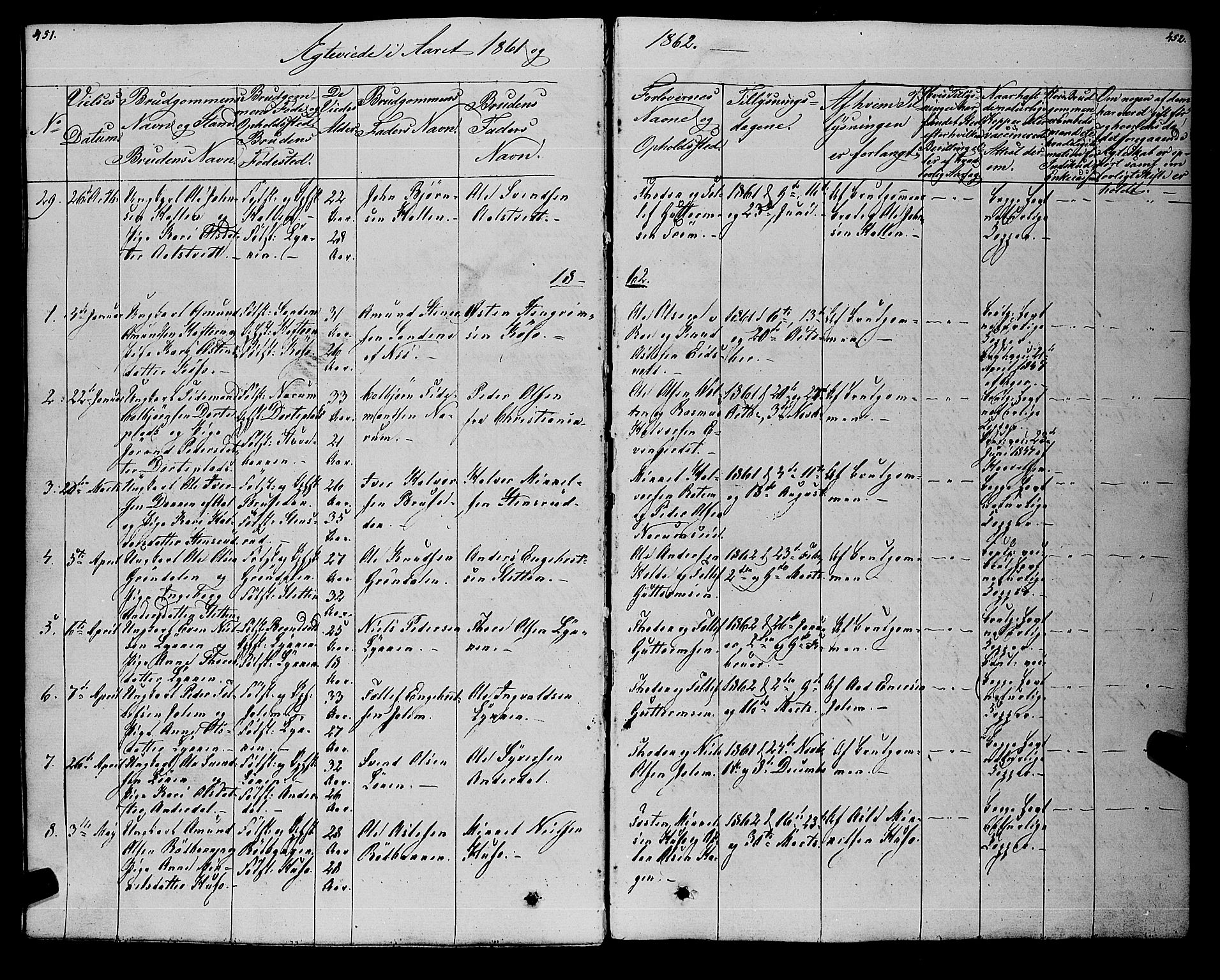 Gol kirkebøker, AV/SAKO-A-226/F/Fa/L0002: Parish register (official) no. I 2, 1837-1863, p. 451-452