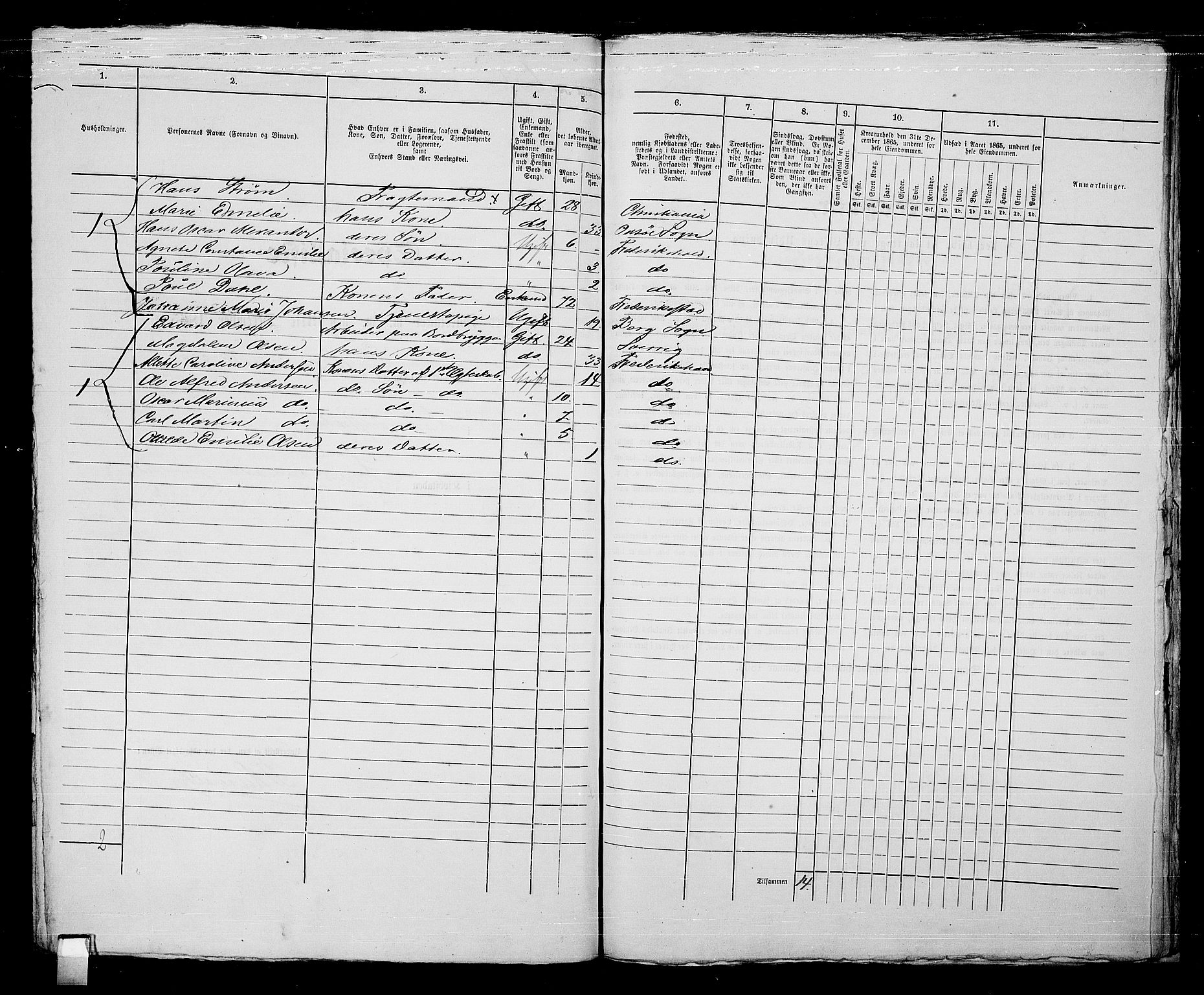 RA, 1865 census for Fredrikshald, 1865, p. 1271