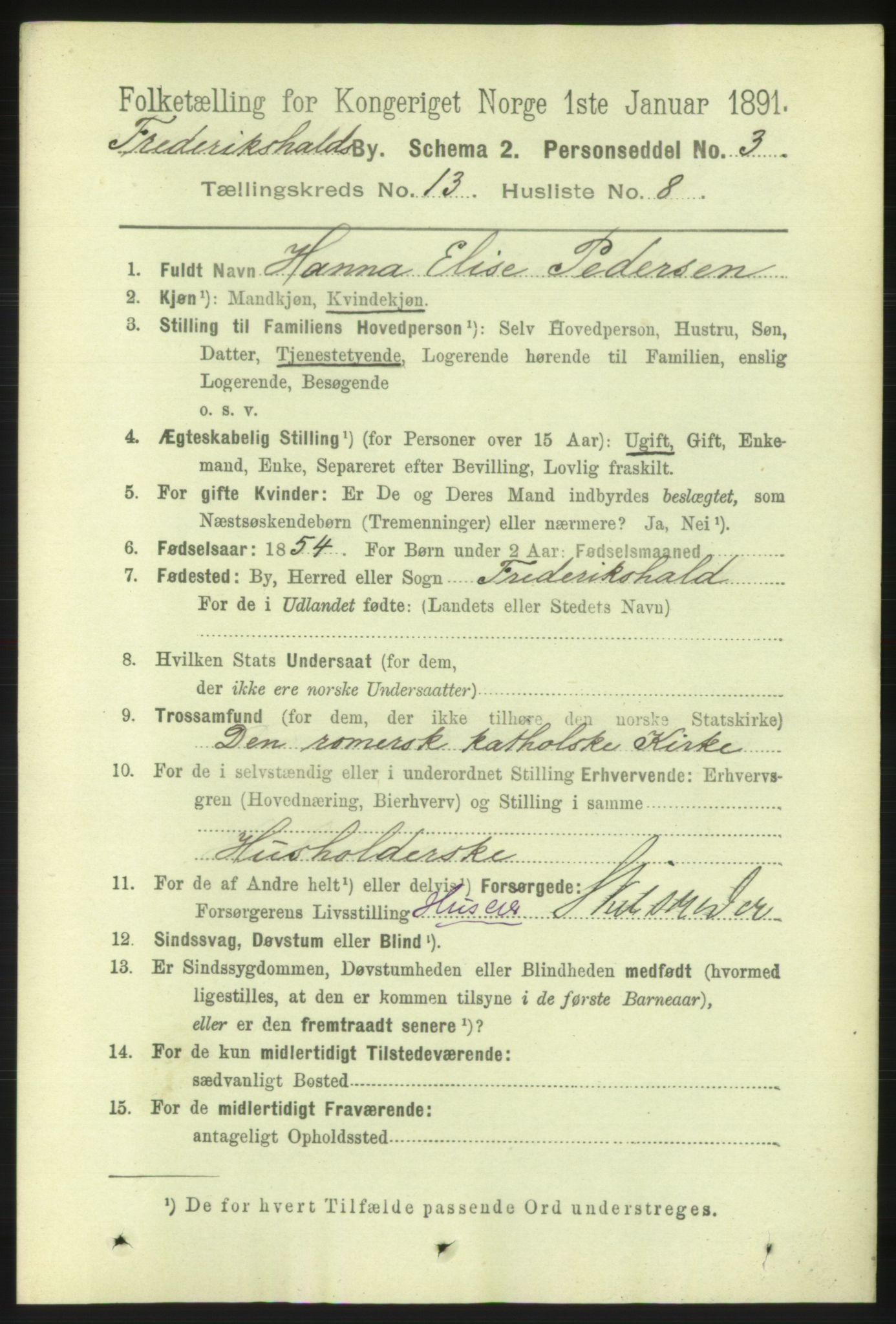 RA, 1891 census for 0101 Fredrikshald, 1891, p. 8860