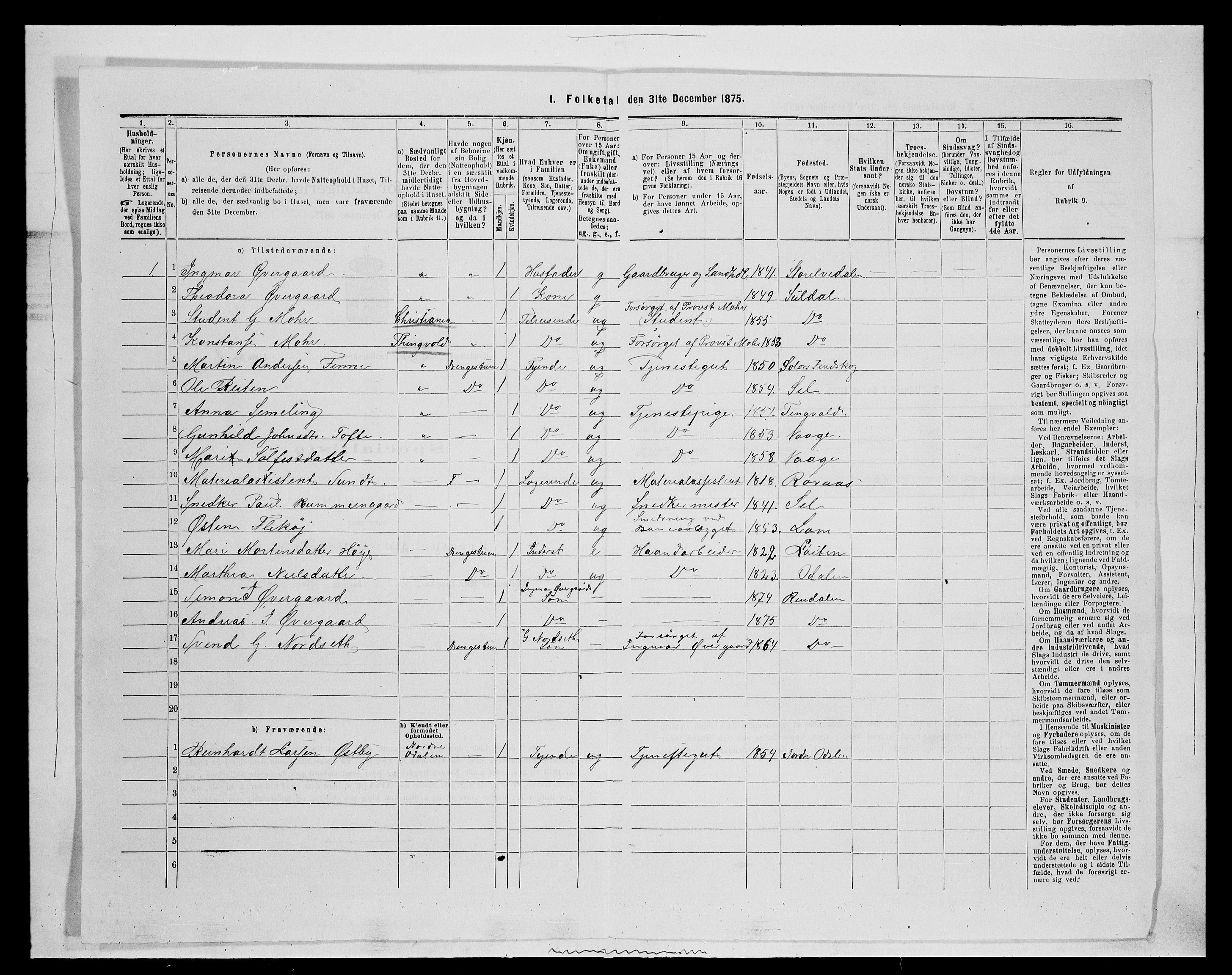 SAH, 1875 census for 0432P Rendalen, 1875, p. 451