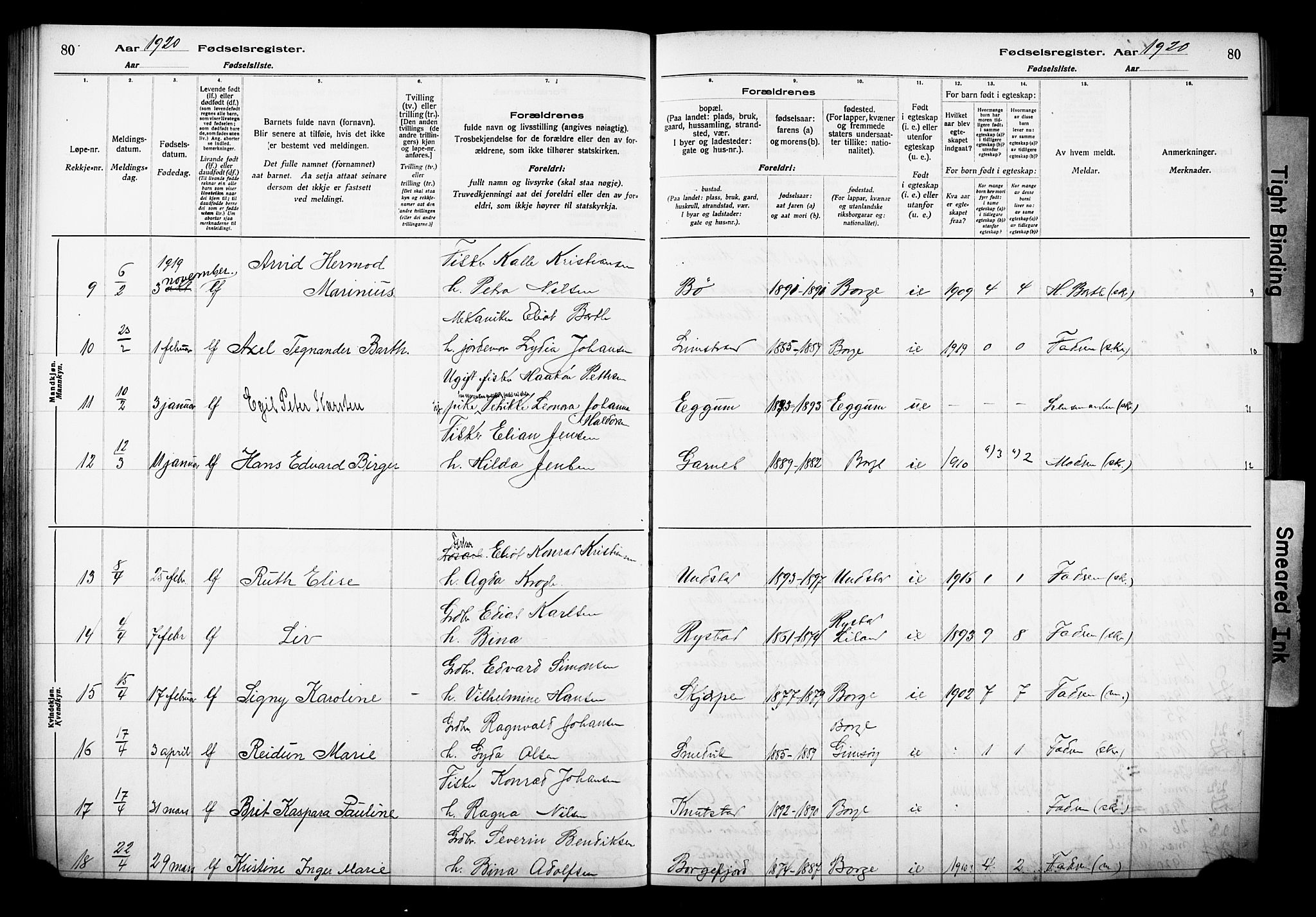 Ministerialprotokoller, klokkerbøker og fødselsregistre - Nordland, AV/SAT-A-1459/880/L1145: Birth register no. 880.II.4.1, 1916-1929, p. 80