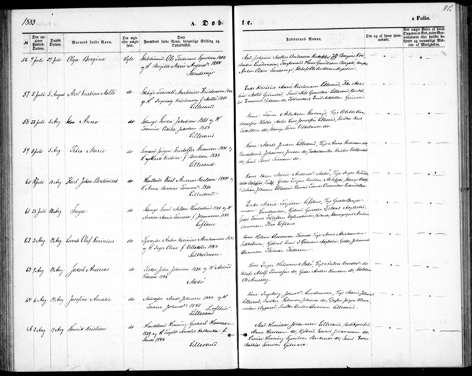 Vestre Moland sokneprestkontor, AV/SAK-1111-0046/F/Fb/Fbb/L0005: Parish register (copy) no. B 5, 1872-1883, p. 117