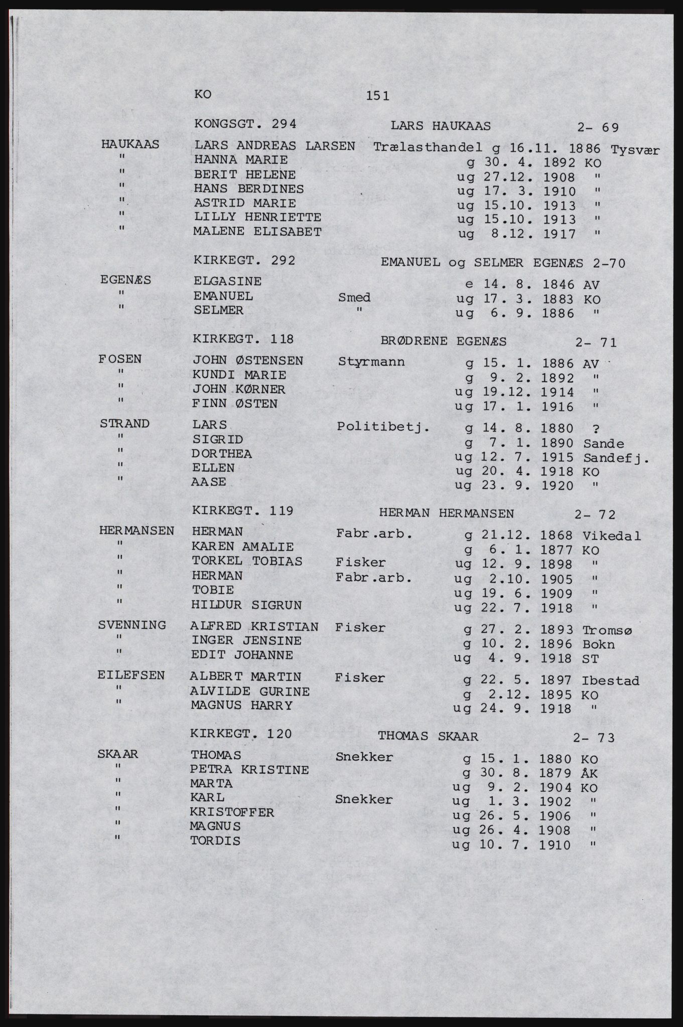 SAST, Copy of 1920 census for Karmøy, 1920, p. 167