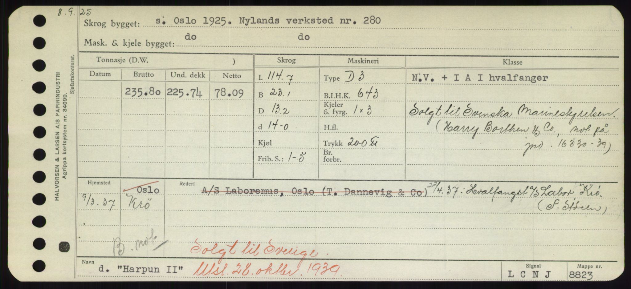 Sjøfartsdirektoratet med forløpere, Skipsmålingen, RA/S-1627/H/Hd/L0014: Fartøy, H-Havl, p. 353