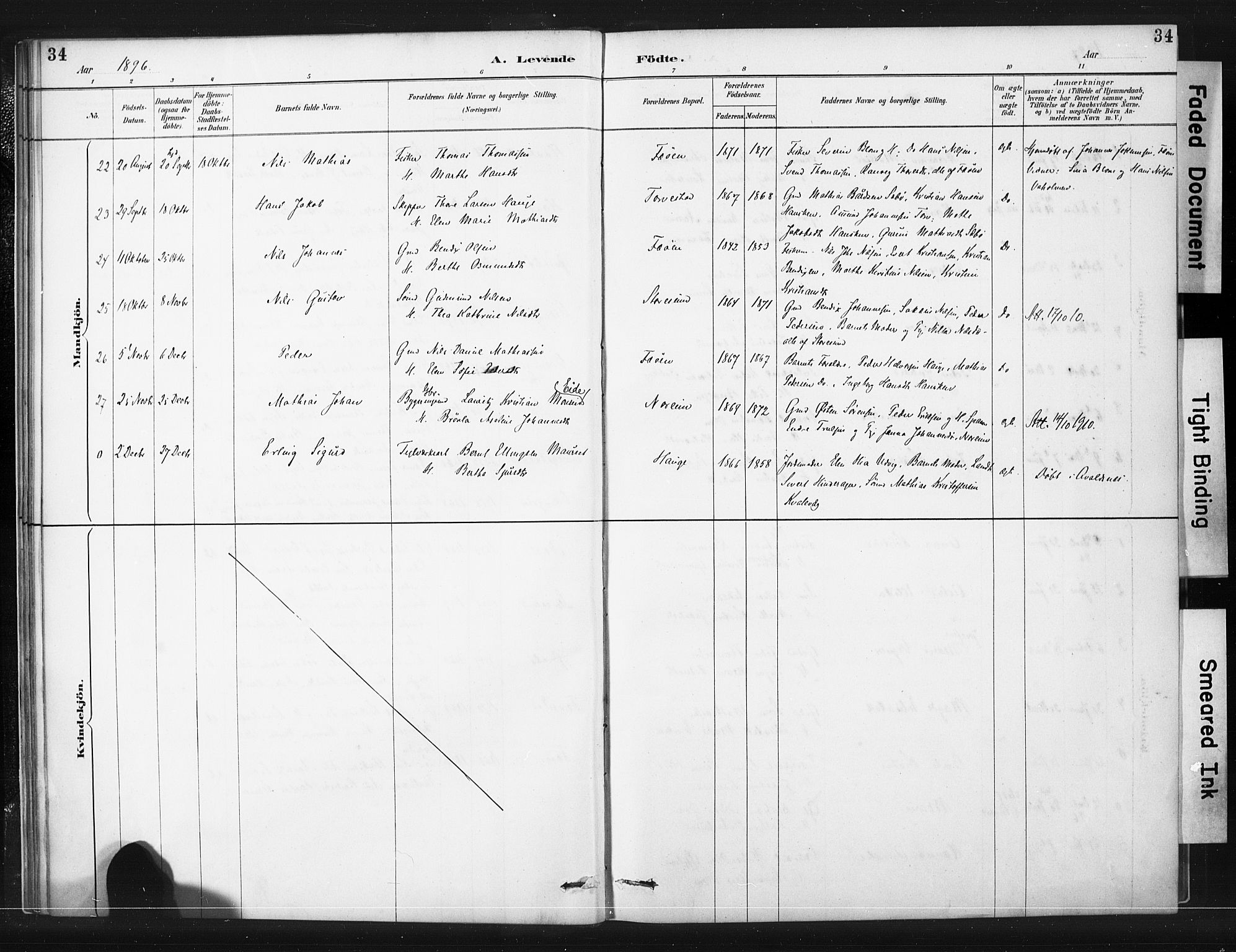 Torvastad sokneprestkontor, AV/SAST-A -101857/H/Ha/Haa/L0015: Parish register (official) no. A 14, 1888-1899, p. 34