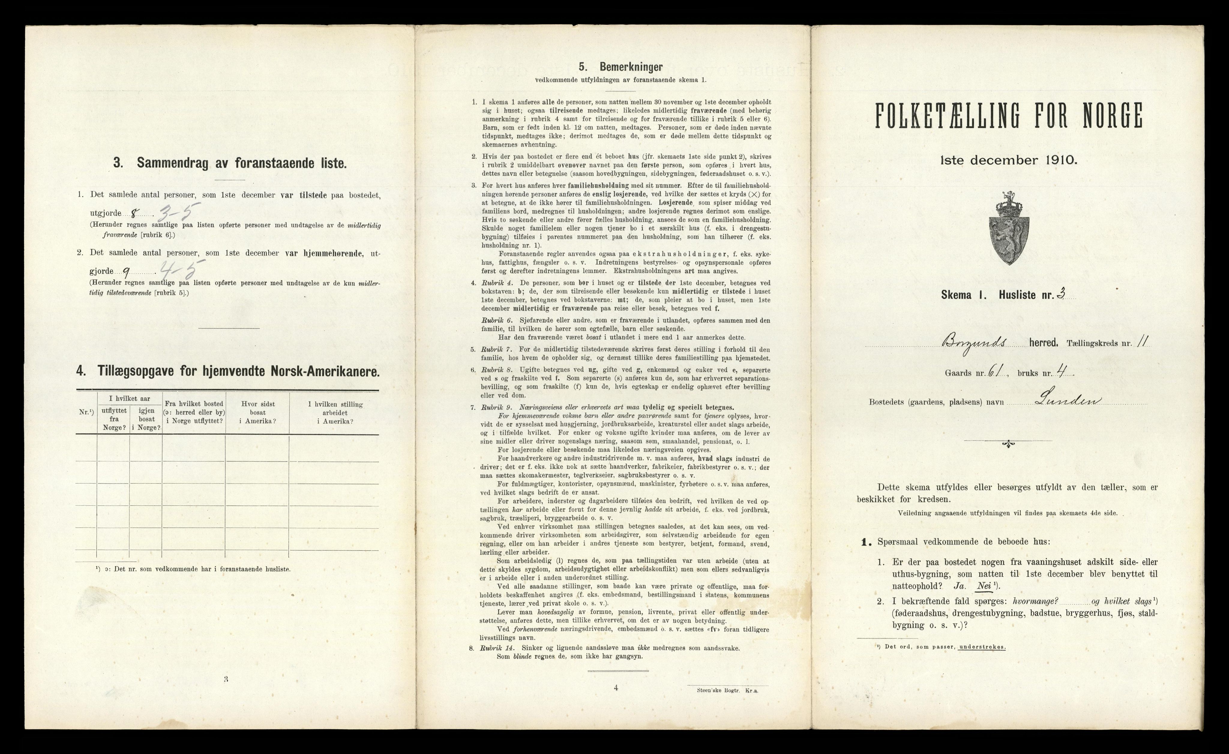 RA, 1910 census for Borgund, 1910, p. 891