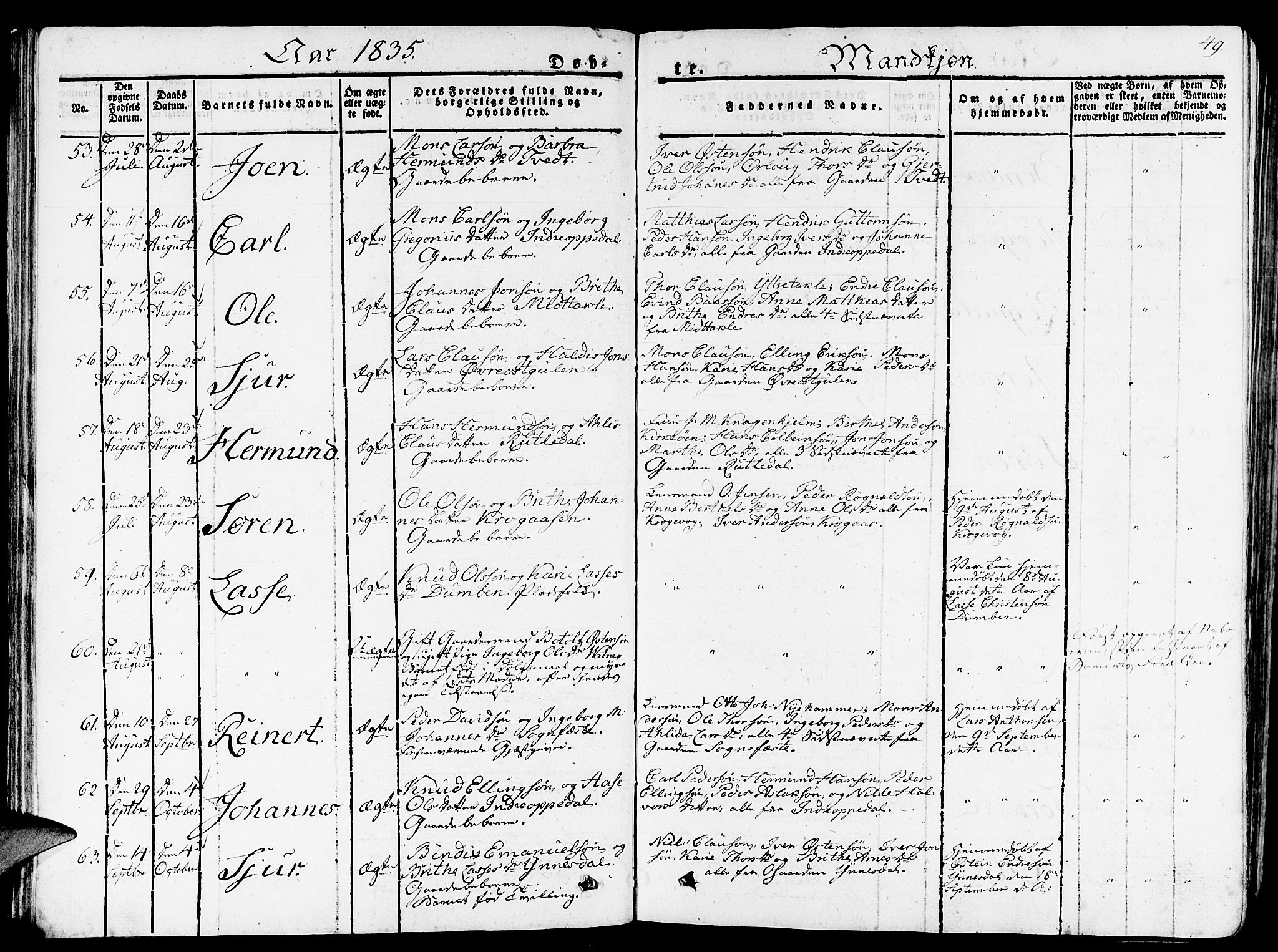 Gulen sokneprestembete, SAB/A-80201/H/Haa/Haaa/L0019: Parish register (official) no. A 19, 1826-1836, p. 49