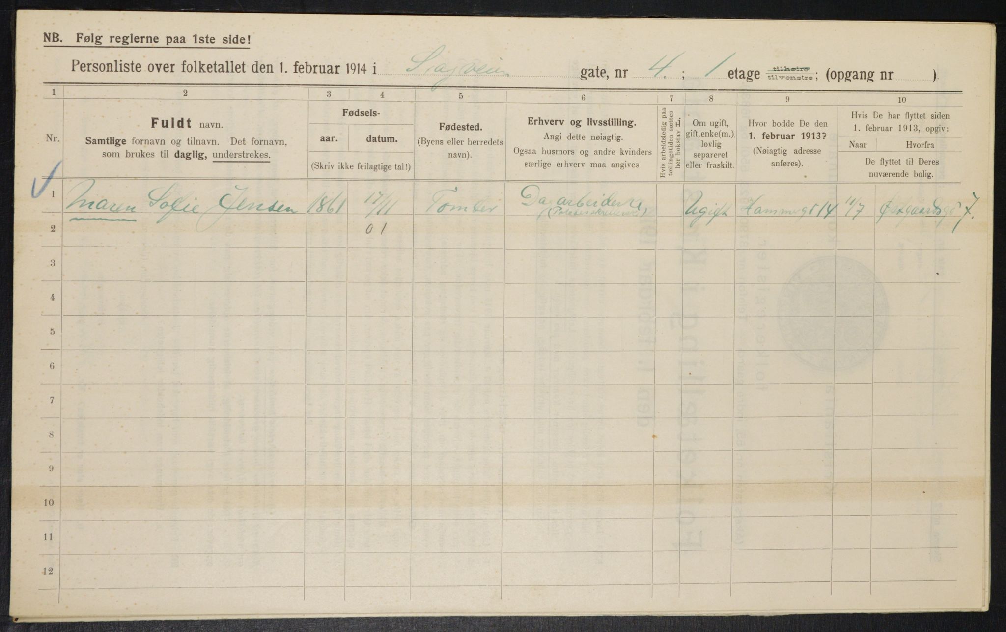 OBA, Municipal Census 1914 for Kristiania, 1914, p. 86292