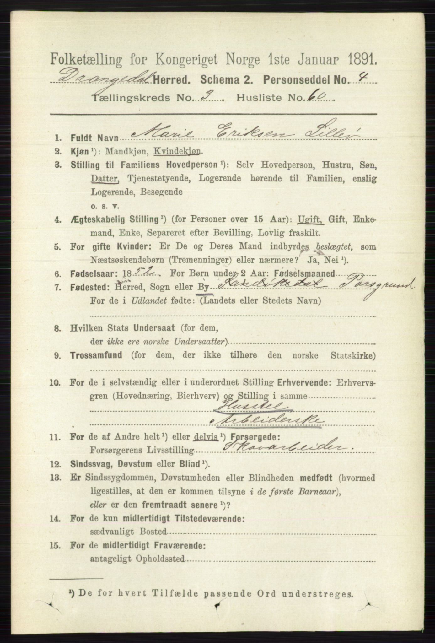 RA, 1891 census for 0817 Drangedal, 1891, p. 1238