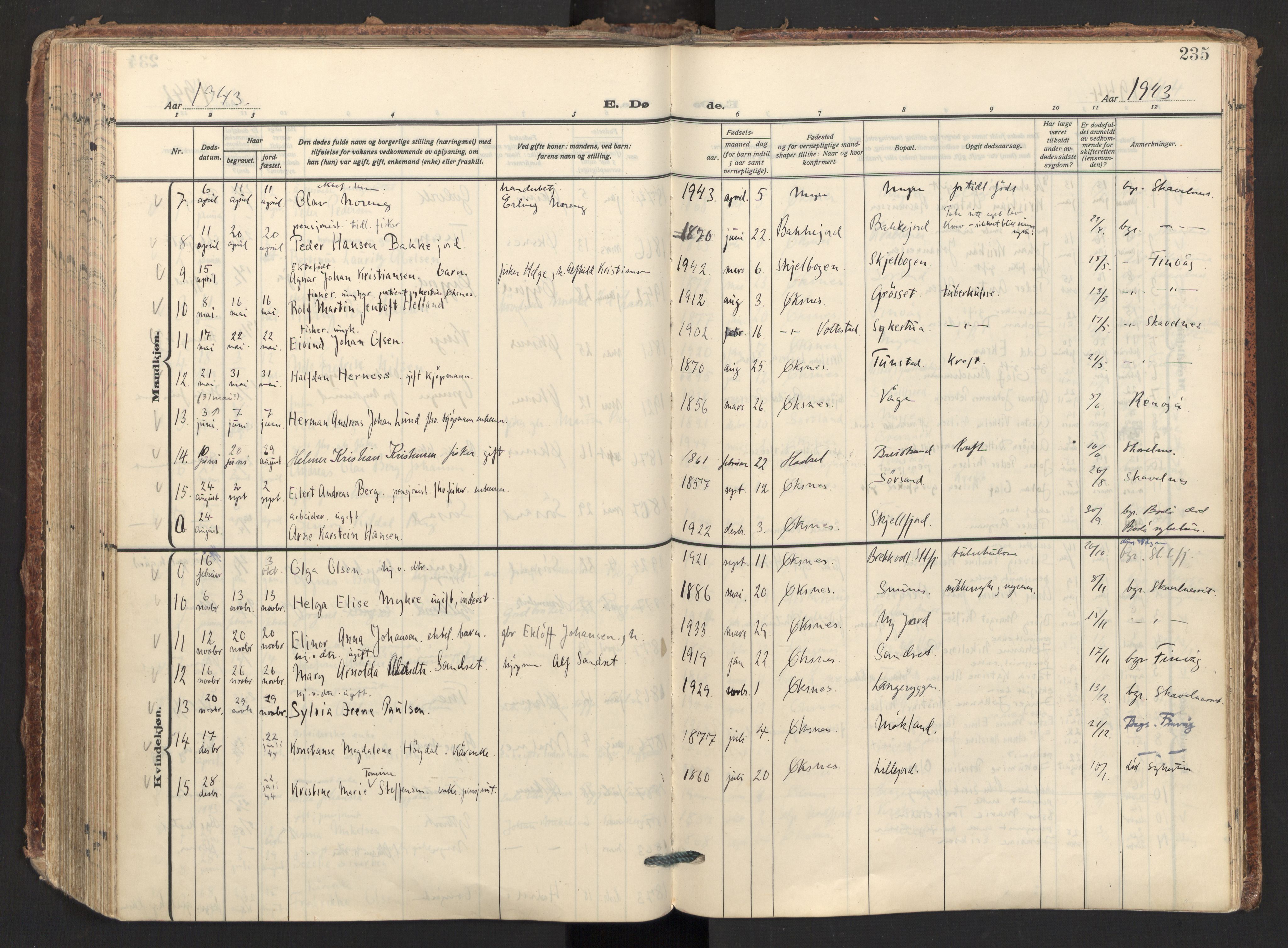 Ministerialprotokoller, klokkerbøker og fødselsregistre - Nordland, AV/SAT-A-1459/893/L1344: Parish register (official) no. 893A16, 1929-1946, p. 235