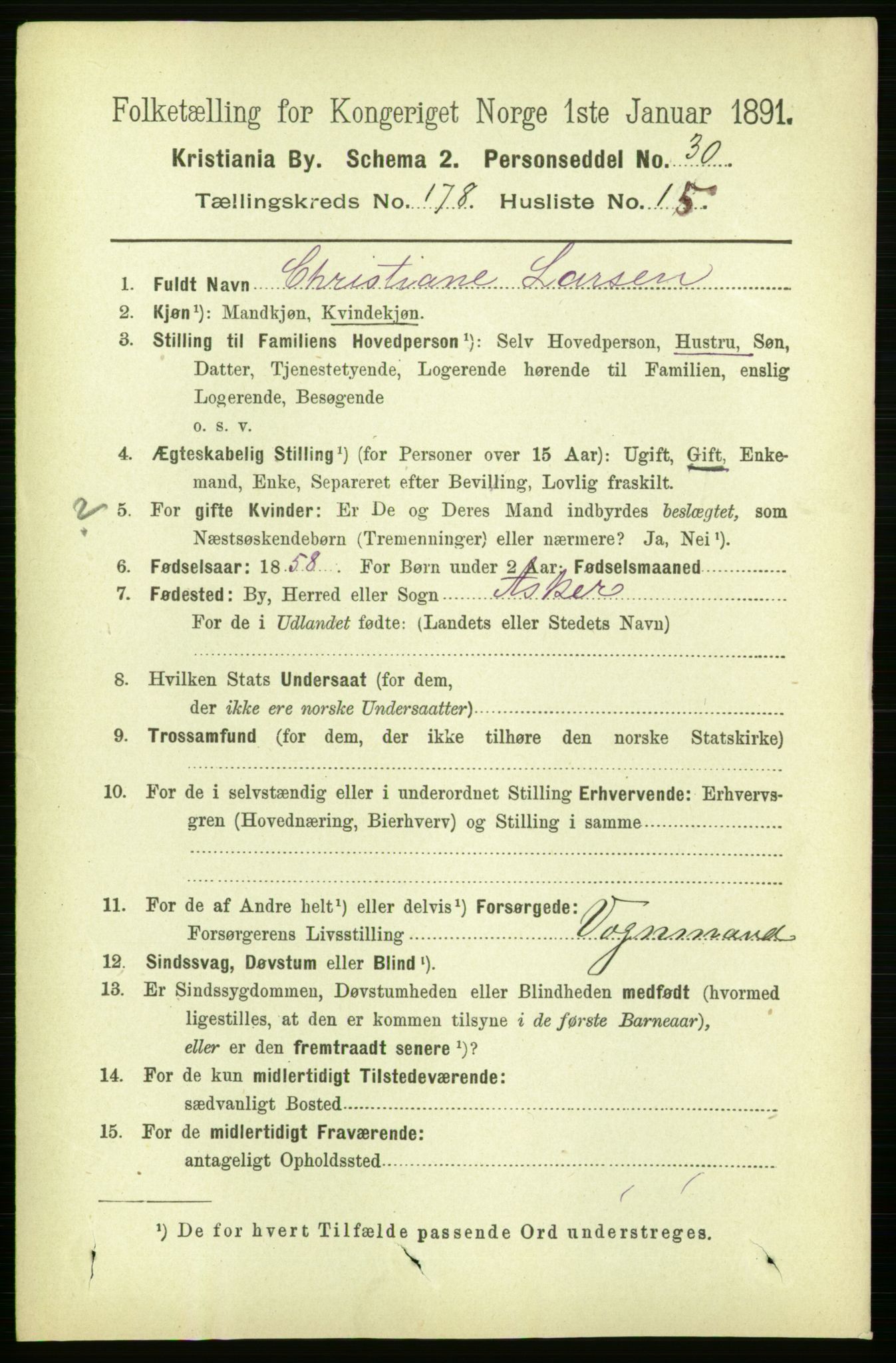 RA, 1891 census for 0301 Kristiania, 1891, p. 107907