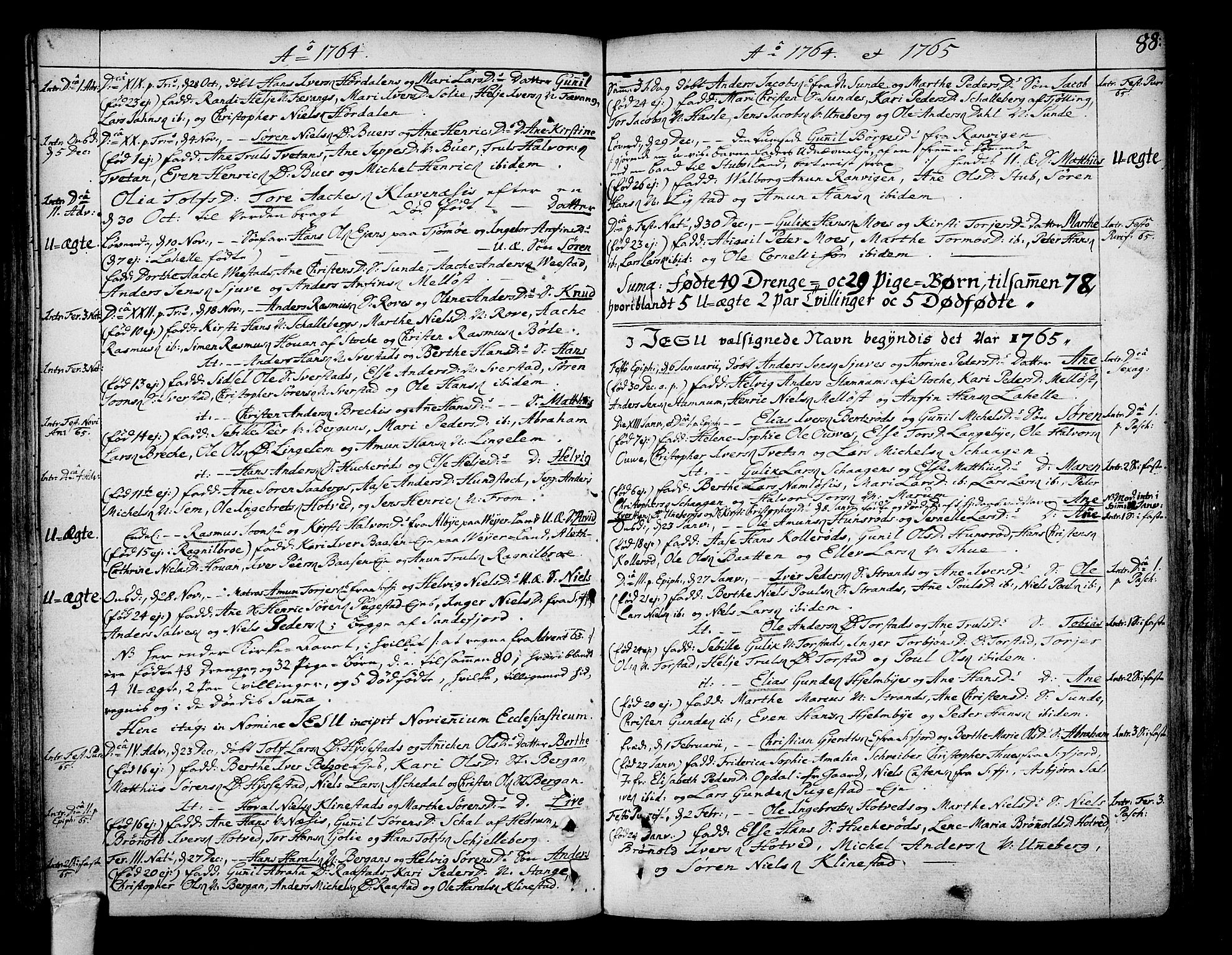 Sandar kirkebøker, SAKO/A-243/F/Fa/L0002: Parish register (official) no. 2, 1733-1788, p. 88