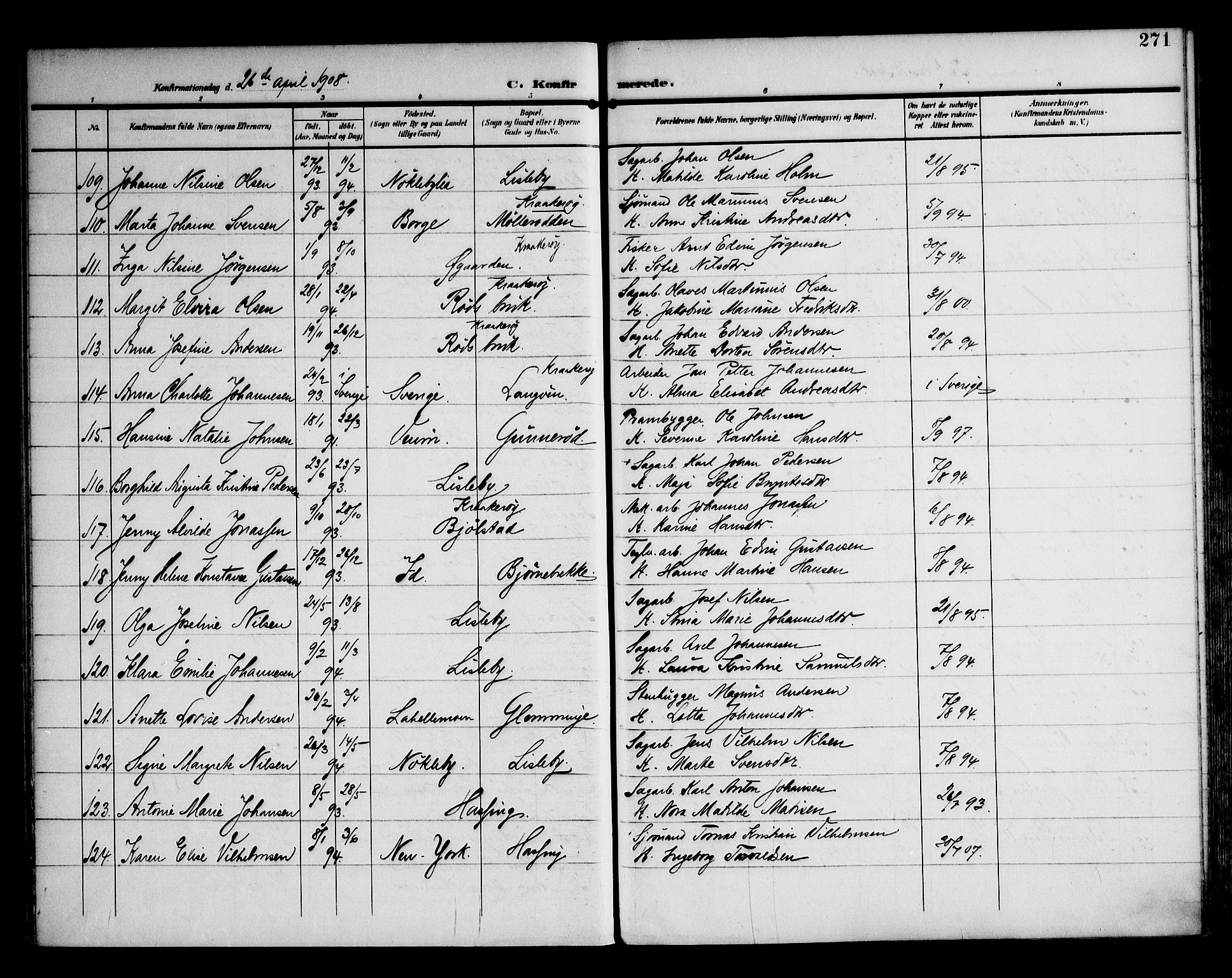 Glemmen prestekontor Kirkebøker, AV/SAO-A-10908/F/Fa/L0014: Parish register (official) no. 14, 1902-1922, p. 271