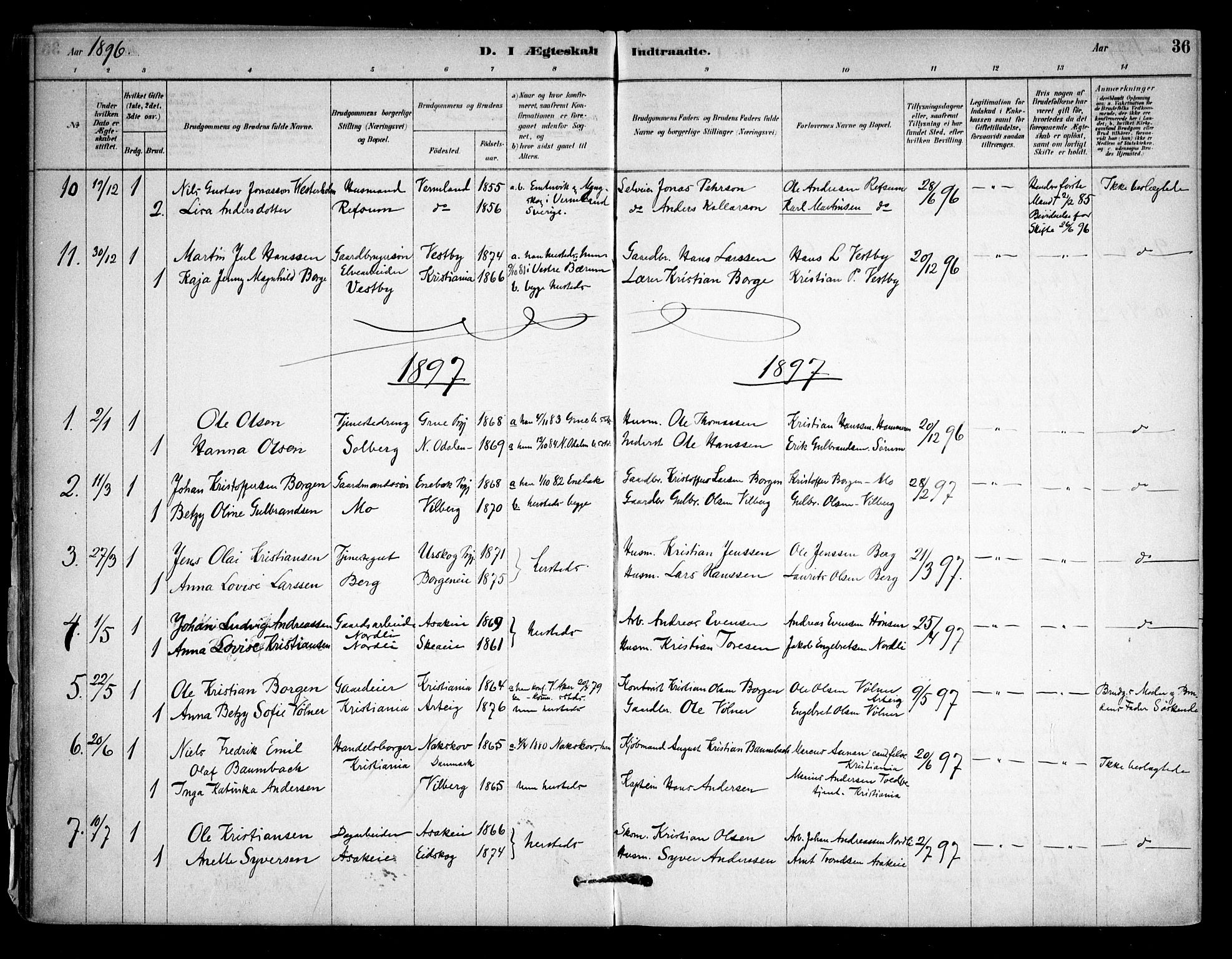 Sørum prestekontor Kirkebøker, SAO/A-10303/F/Fa/L0008: Parish register (official) no. I 8, 1878-1914, p. 36