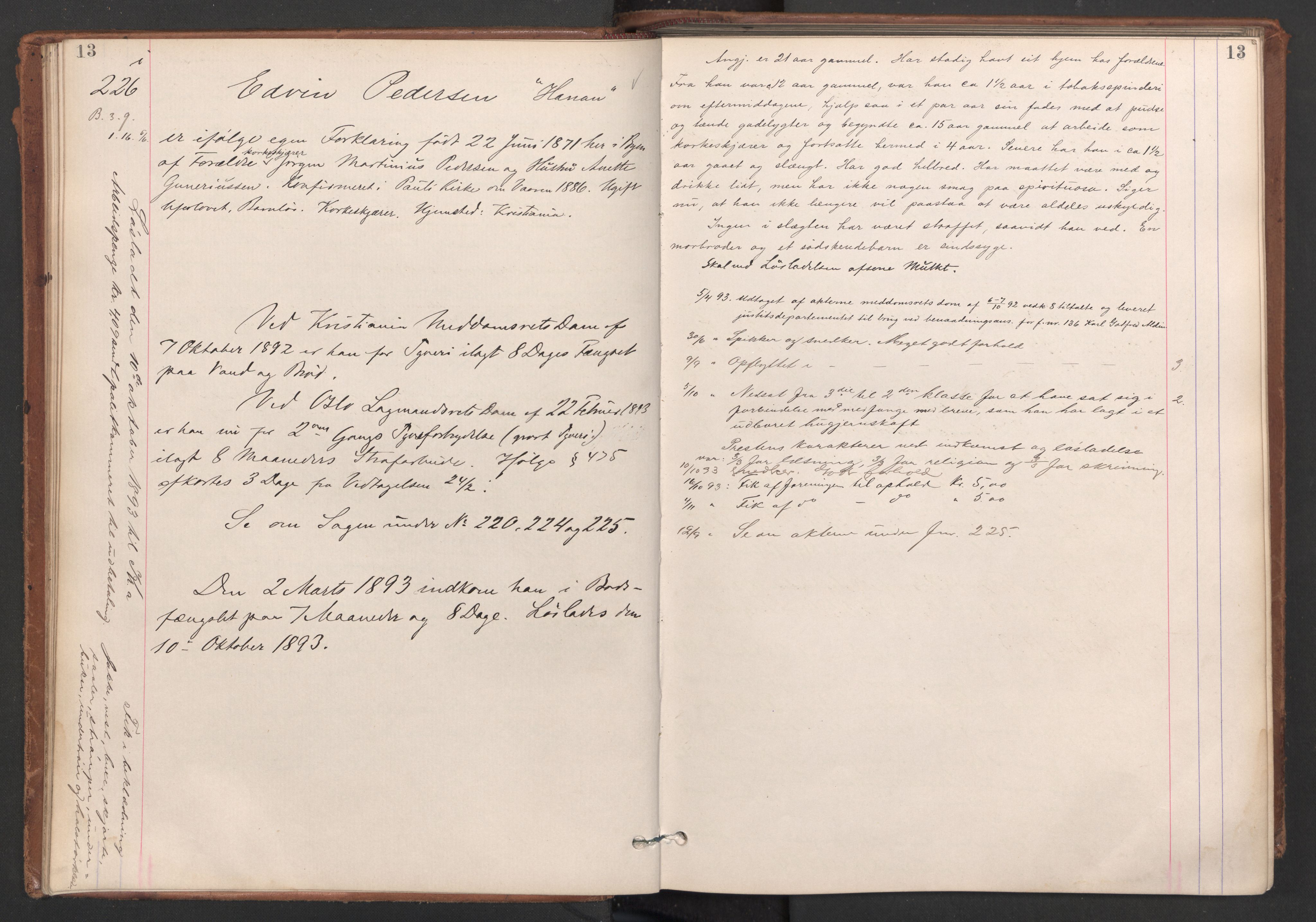 Botsfengslet, AV/RA-S-1539/D/Db/Dbb/L0028: 214i - 506i, 1893-1894, p. 13