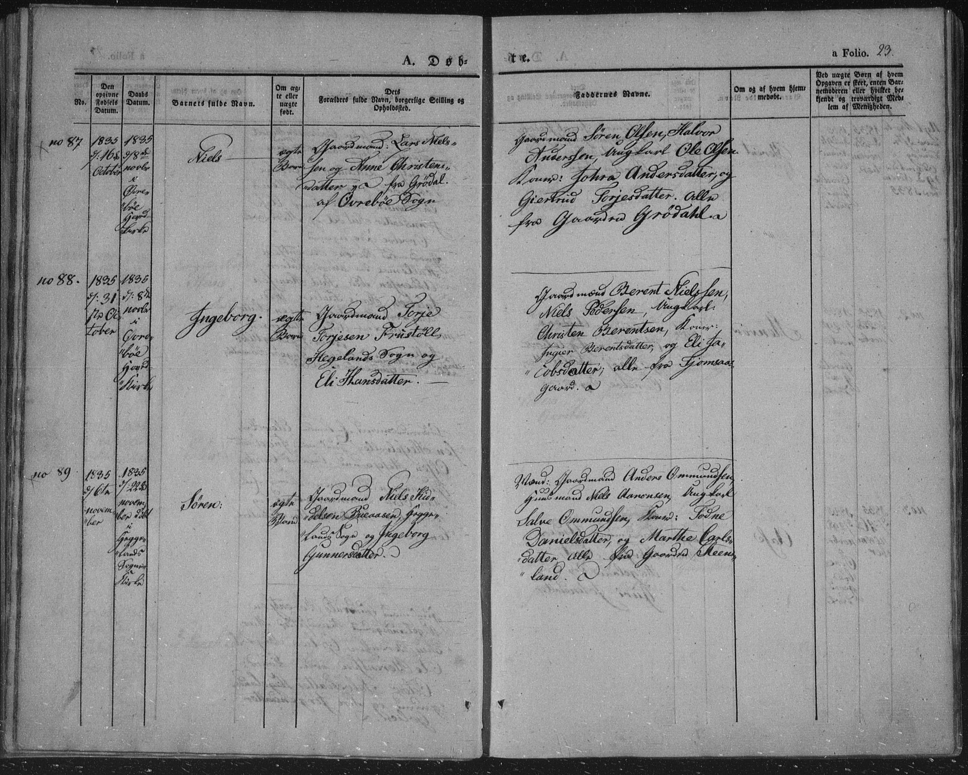 Vennesla sokneprestkontor, AV/SAK-1111-0045/Fa/Fac/L0004: Parish register (official) no. A 4, 1834-1855, p. 23