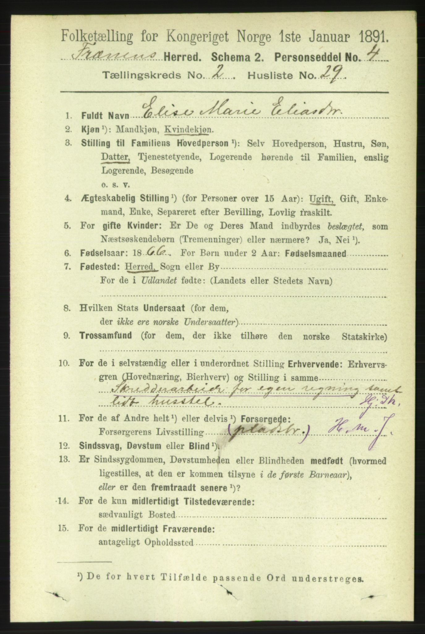 RA, 1891 census for 1548 Fræna, 1891, p. 646