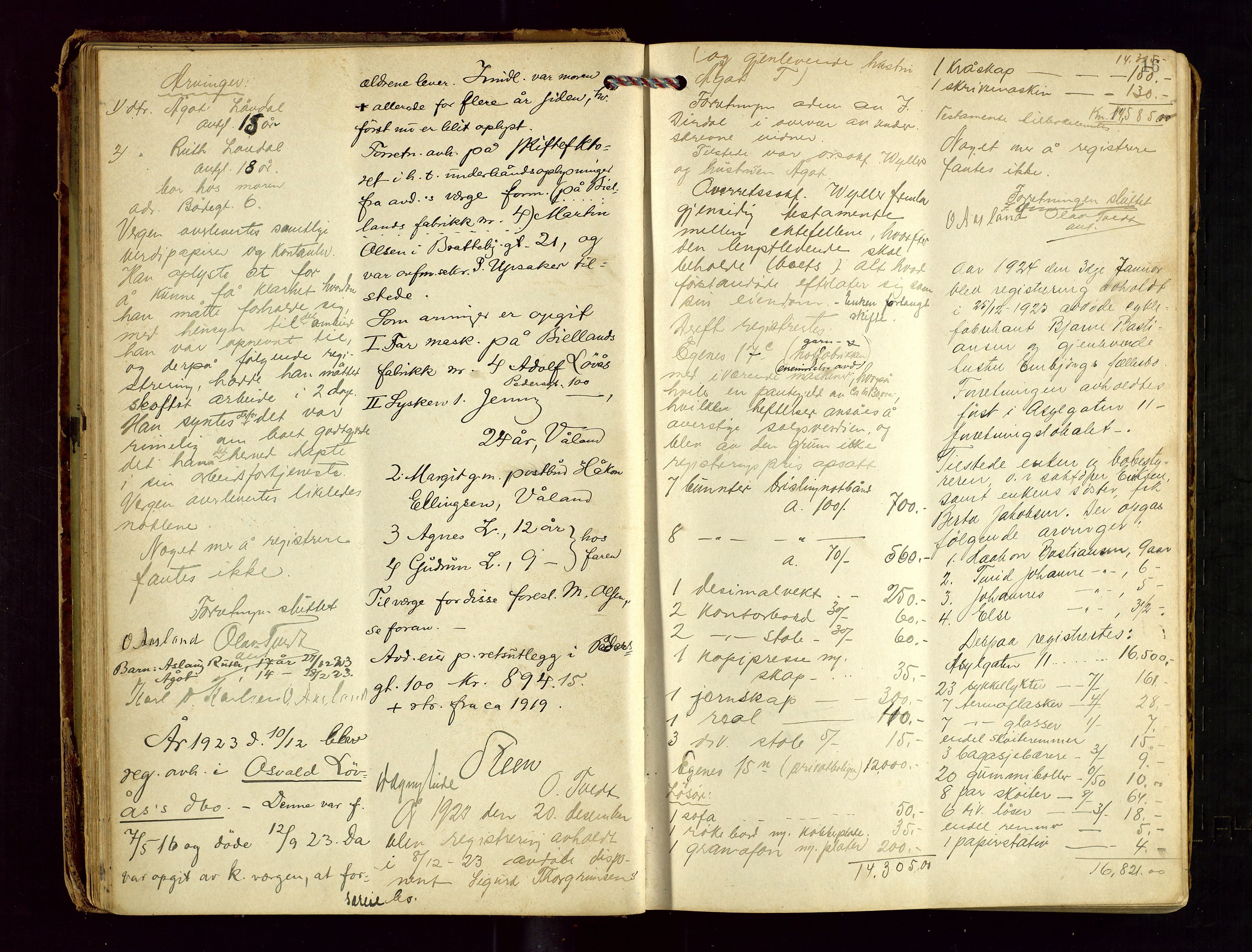 Stavanger skifteforvalter, AV/SAST-A-101412/001/5/53/533BA/L0004: Registreringsprotokoll, 1923-1930, p. 15b-16a