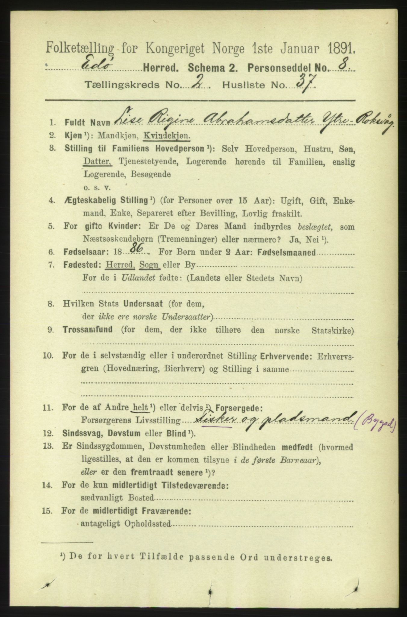 RA, 1891 census for 1573 Edøy, 1891, p. 614