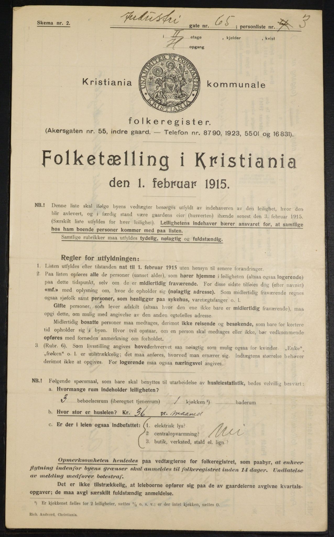 OBA, Municipal Census 1915 for Kristiania, 1915, p. 43197