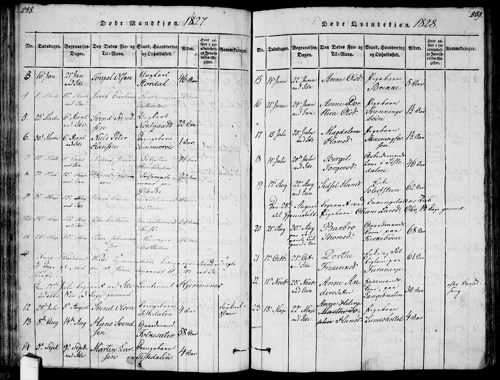 Idd prestekontor Kirkebøker, AV/SAO-A-10911/F/Fc/L0002: Parish register (official) no. III 2, 1815-1831, p. 238-239