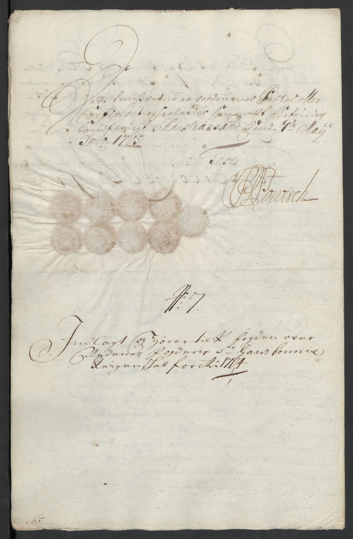 Rentekammeret inntil 1814, Reviderte regnskaper, Fogderegnskap, AV/RA-EA-4092/R39/L2317: Fogderegnskap Nedenes, 1704-1705, p. 38