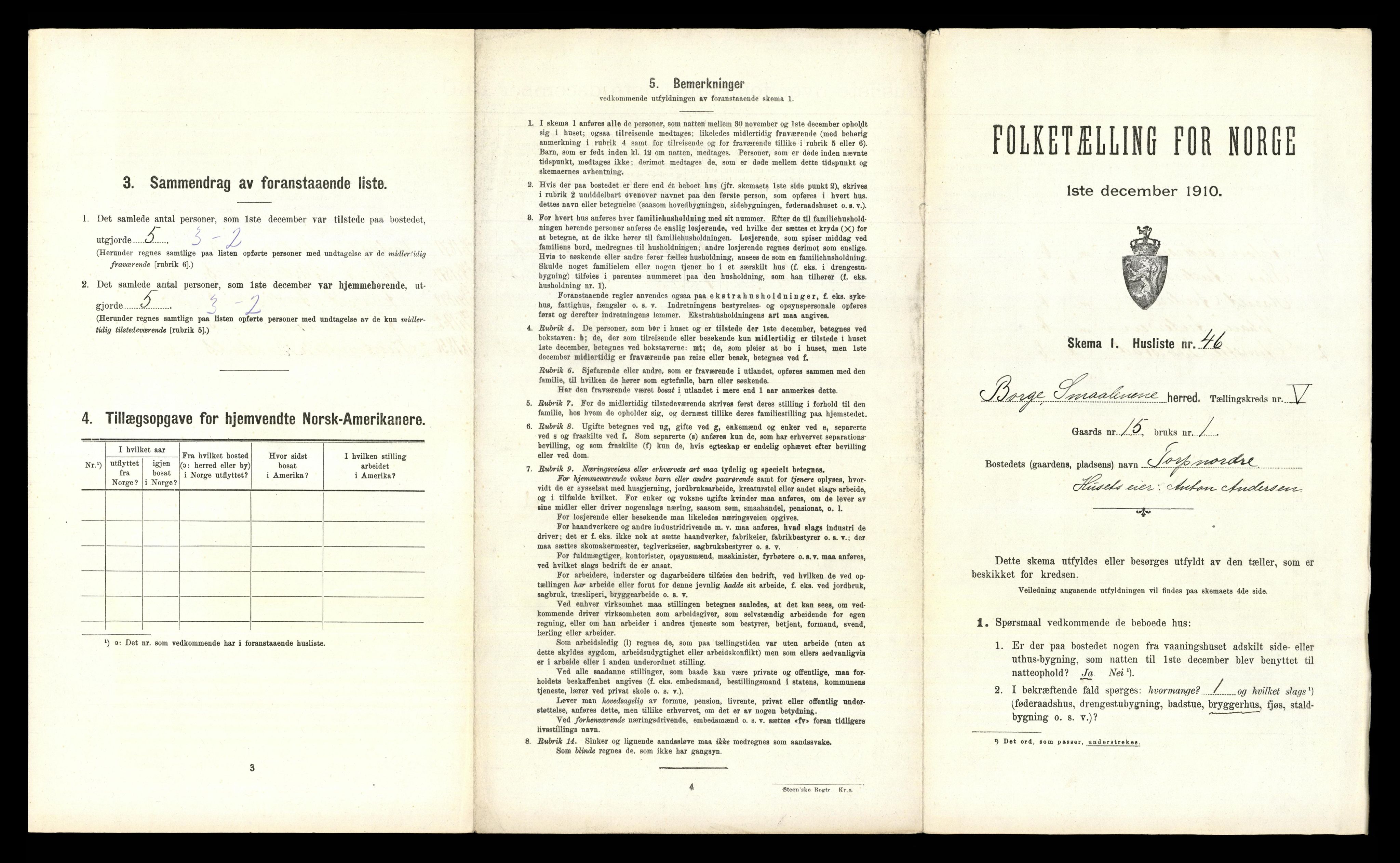 RA, 1910 census for Borge, 1910, p. 732