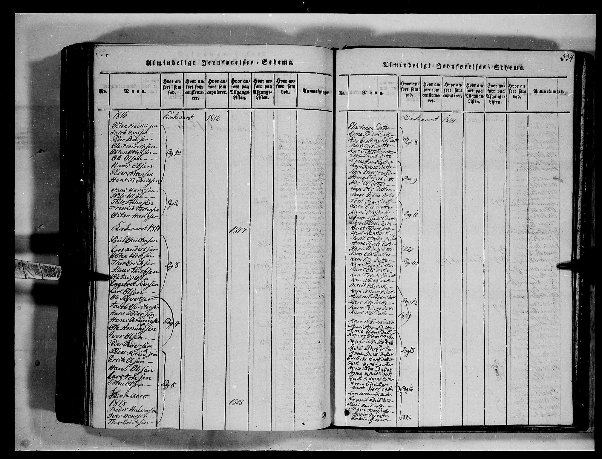 Fron prestekontor, SAH/PREST-078/H/Ha/Hab/L0002: Parish register (copy) no. 2, 1816-1850, p. 334