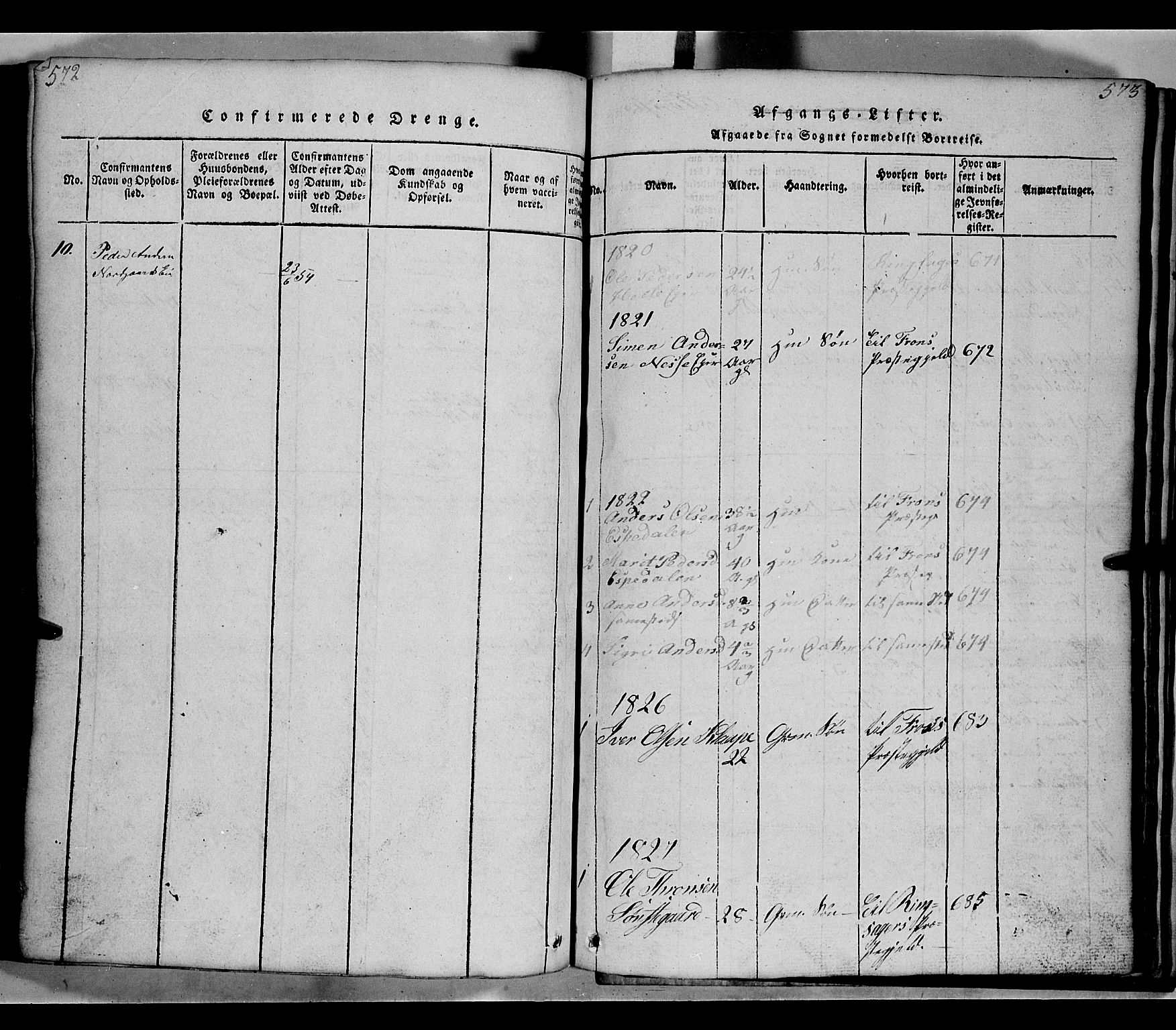 Gausdal prestekontor, SAH/PREST-090/H/Ha/Hab/L0002: Parish register (copy) no. 2, 1818-1874, p. 572-573