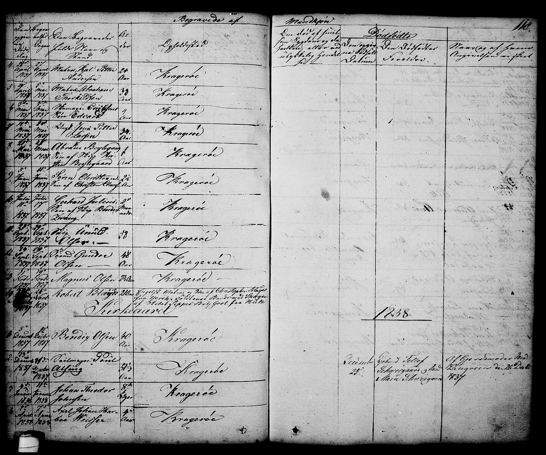 Kragerø kirkebøker, SAKO/A-278/G/Ga/L0003: Parish register (copy) no. 3, 1832-1852, p. 118