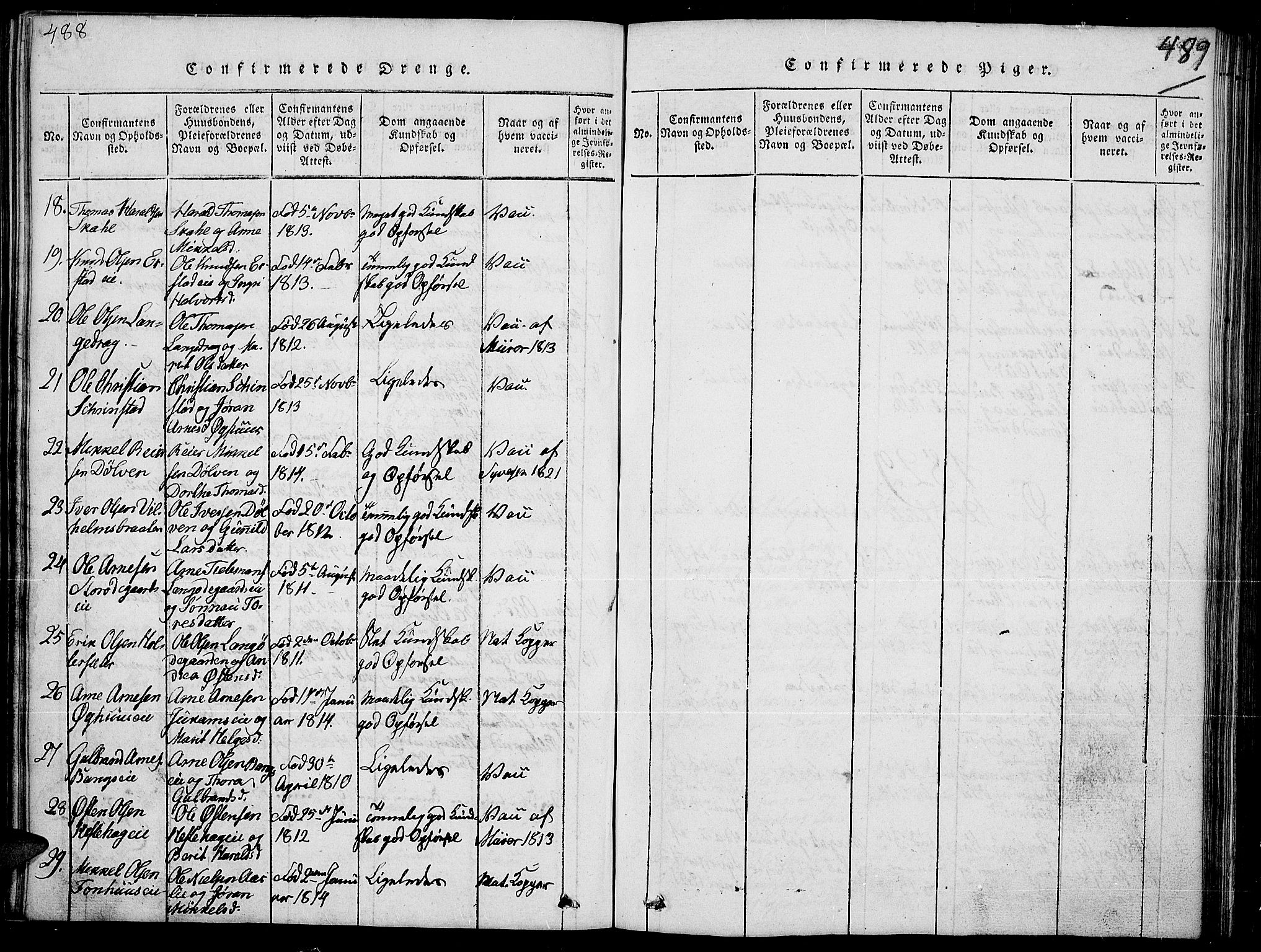 Sør-Aurdal prestekontor, SAH/PREST-128/H/Ha/Hab/L0002: Parish register (copy) no. 2, 1826-1840, p. 488-489