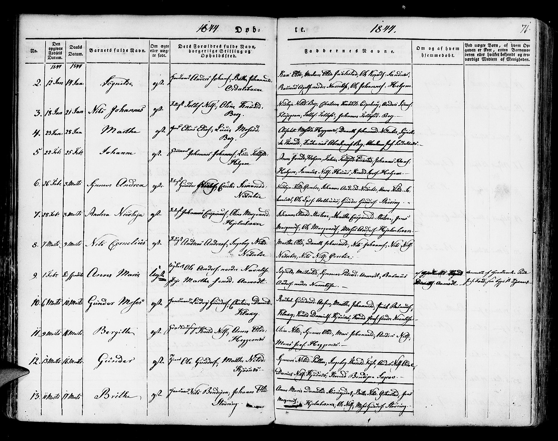 Jølster sokneprestembete, SAB/A-80701/H/Haa/Haaa/L0009: Parish register (official) no. A 9, 1833-1848, p. 71