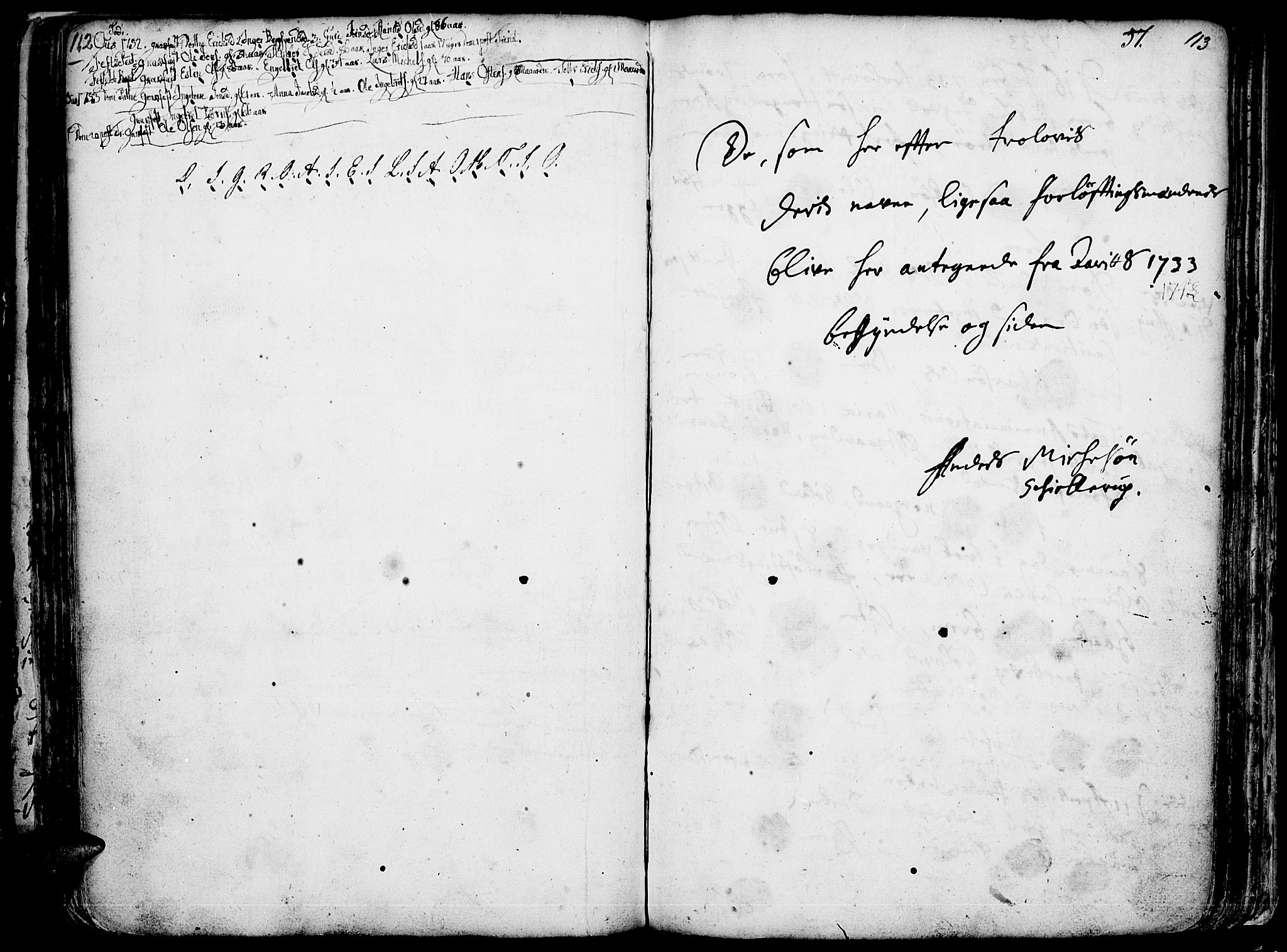 Tolga prestekontor, AV/SAH-PREST-062/K/L0001: Parish register (official) no. 1, 1733-1767, p. 112-113