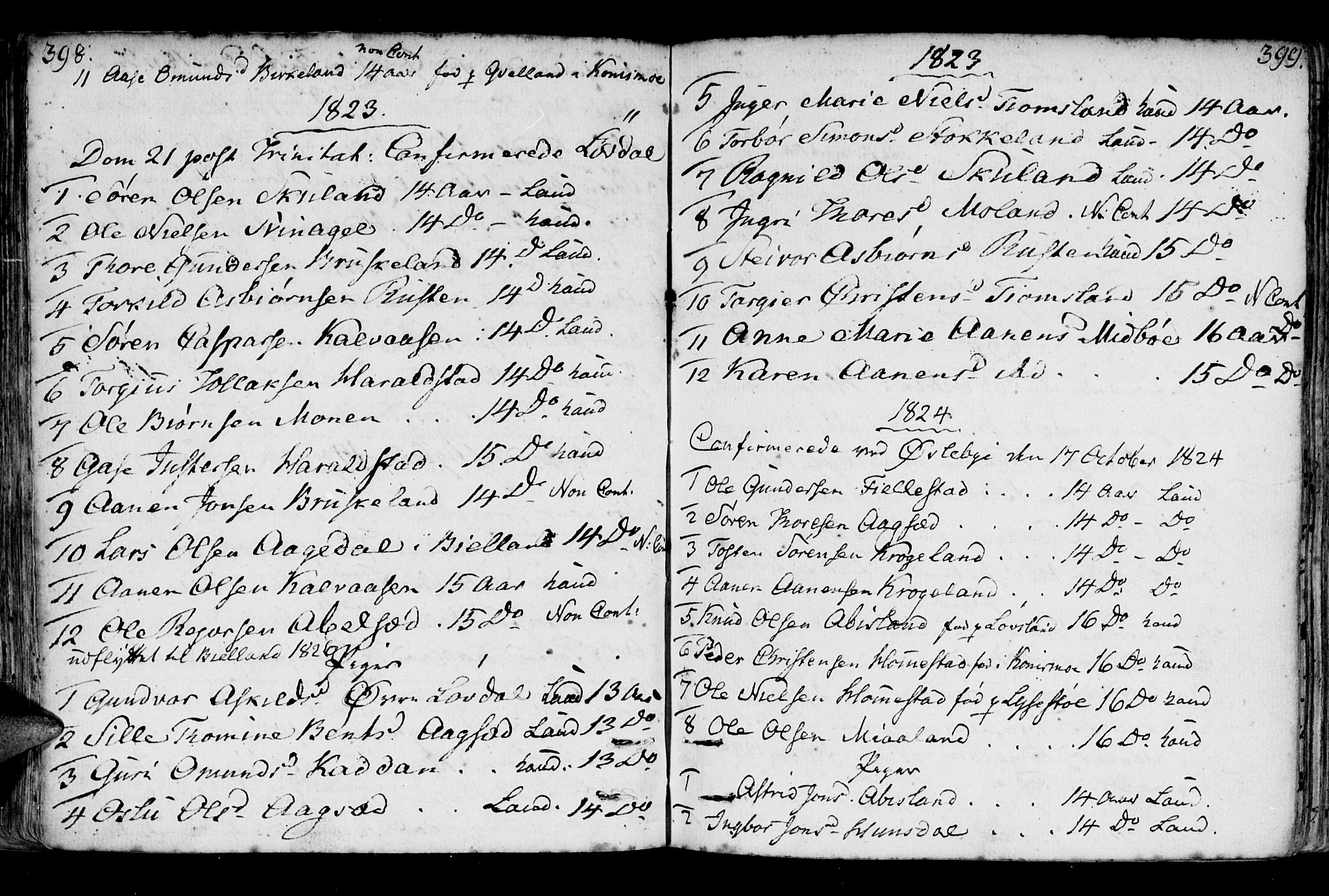 Holum sokneprestkontor, SAK/1111-0022/F/Fa/Fab/L0004: Parish register (official) no. A 4, 1774-1847, p. 398-399