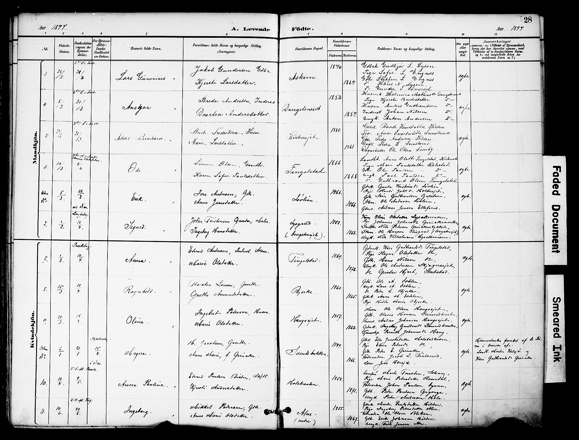 Brandbu prestekontor, SAH/PREST-114/H/Ha/Hab/L0006: Parish register (copy) no. 6, 1893-1902, p. 28