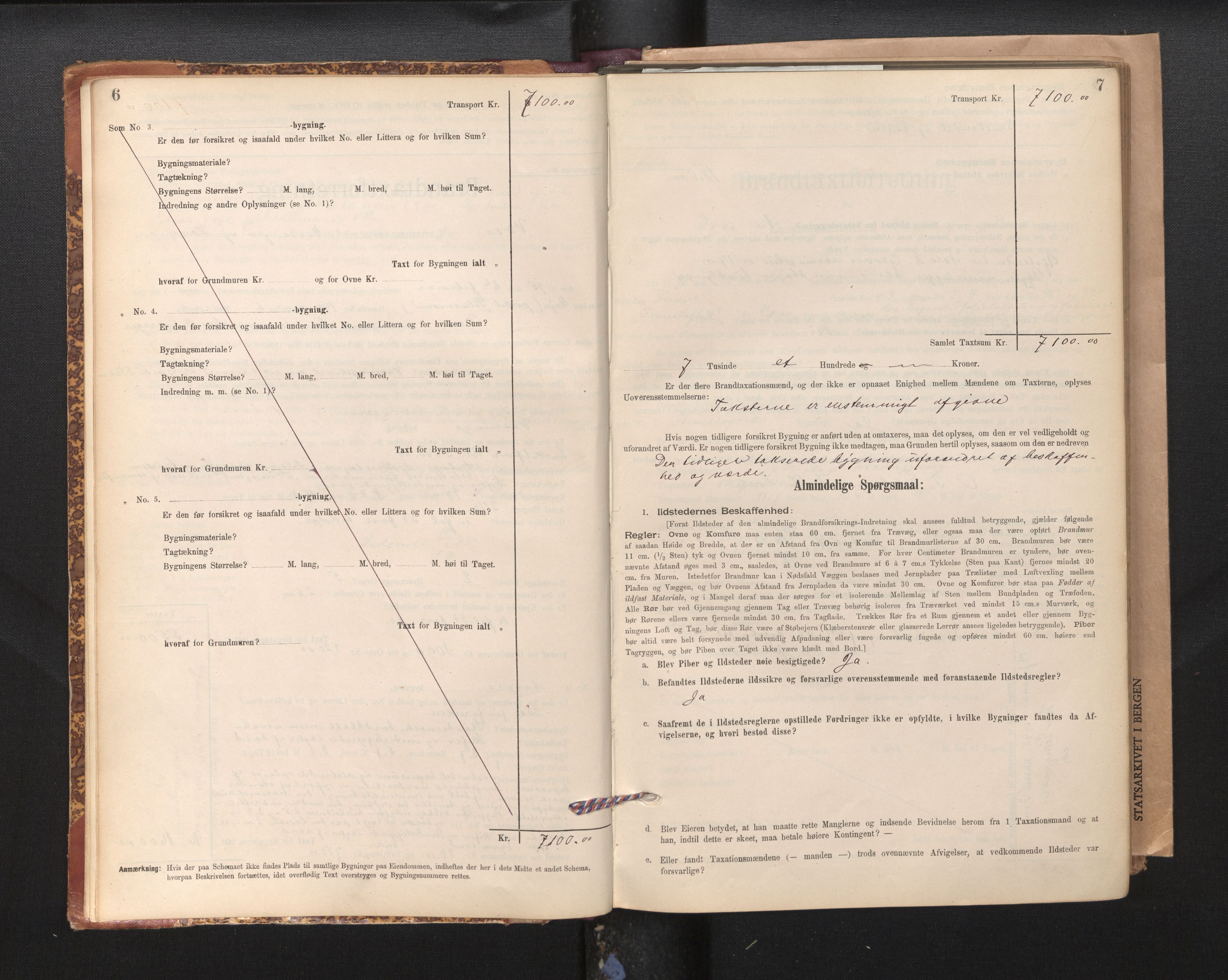 Lensmannen i Voss, SAB/A-35801/0012/L0008: Branntakstprotokoll, skjematakst, 1895-1945, p. 6-7