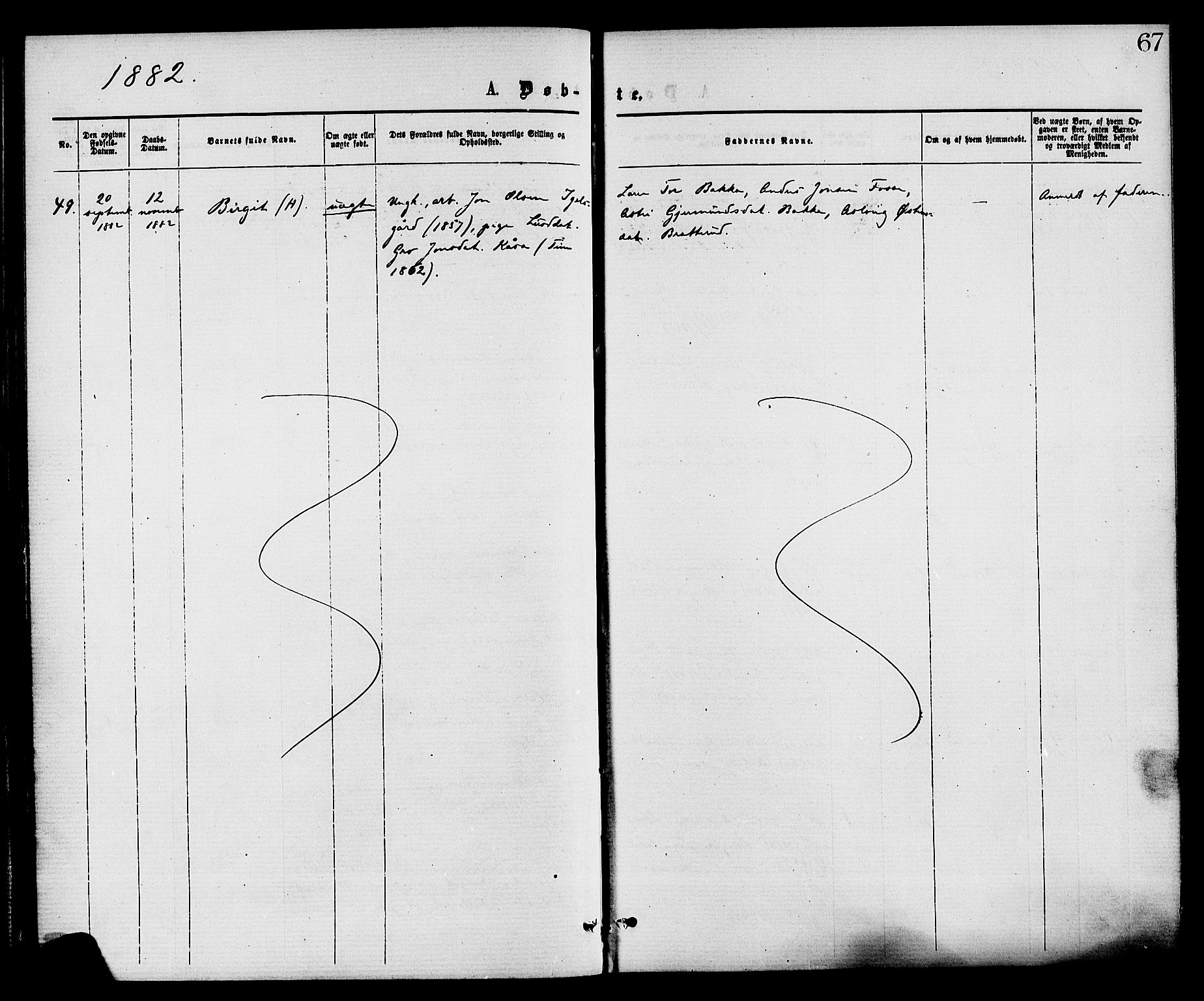 Gransherad kirkebøker, AV/SAKO-A-267/F/Fa/L0004: Parish register (official) no. I 4, 1871-1886, p. 67