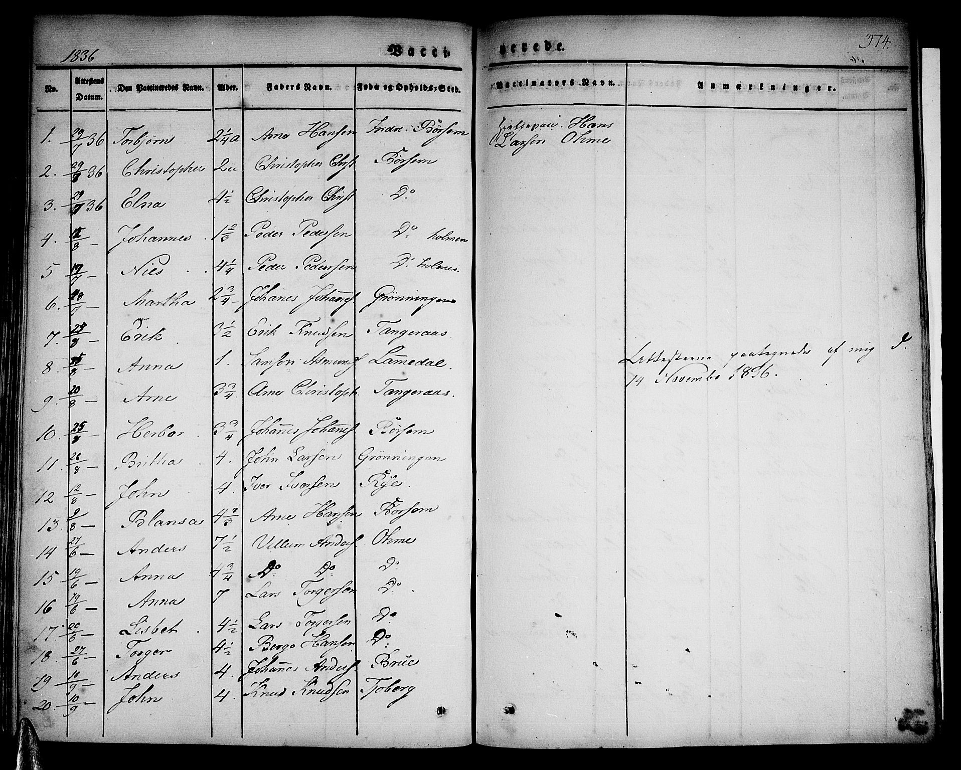 Strandebarm sokneprestembete, AV/SAB-A-78401/H/Haa: Parish register (official) no. A 6, 1826-1843, p. 374