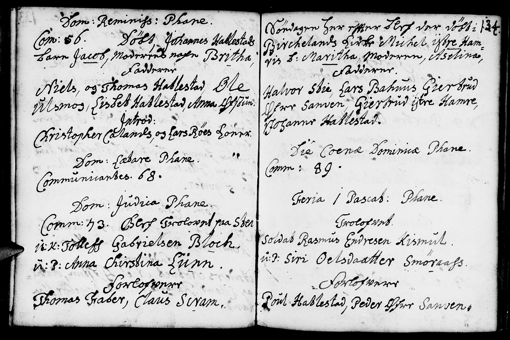 Fana Sokneprestembete, AV/SAB-A-75101/H/Haa/Haaa/L0002: Parish register (official) no. A 2, 1719-1735, p. 134