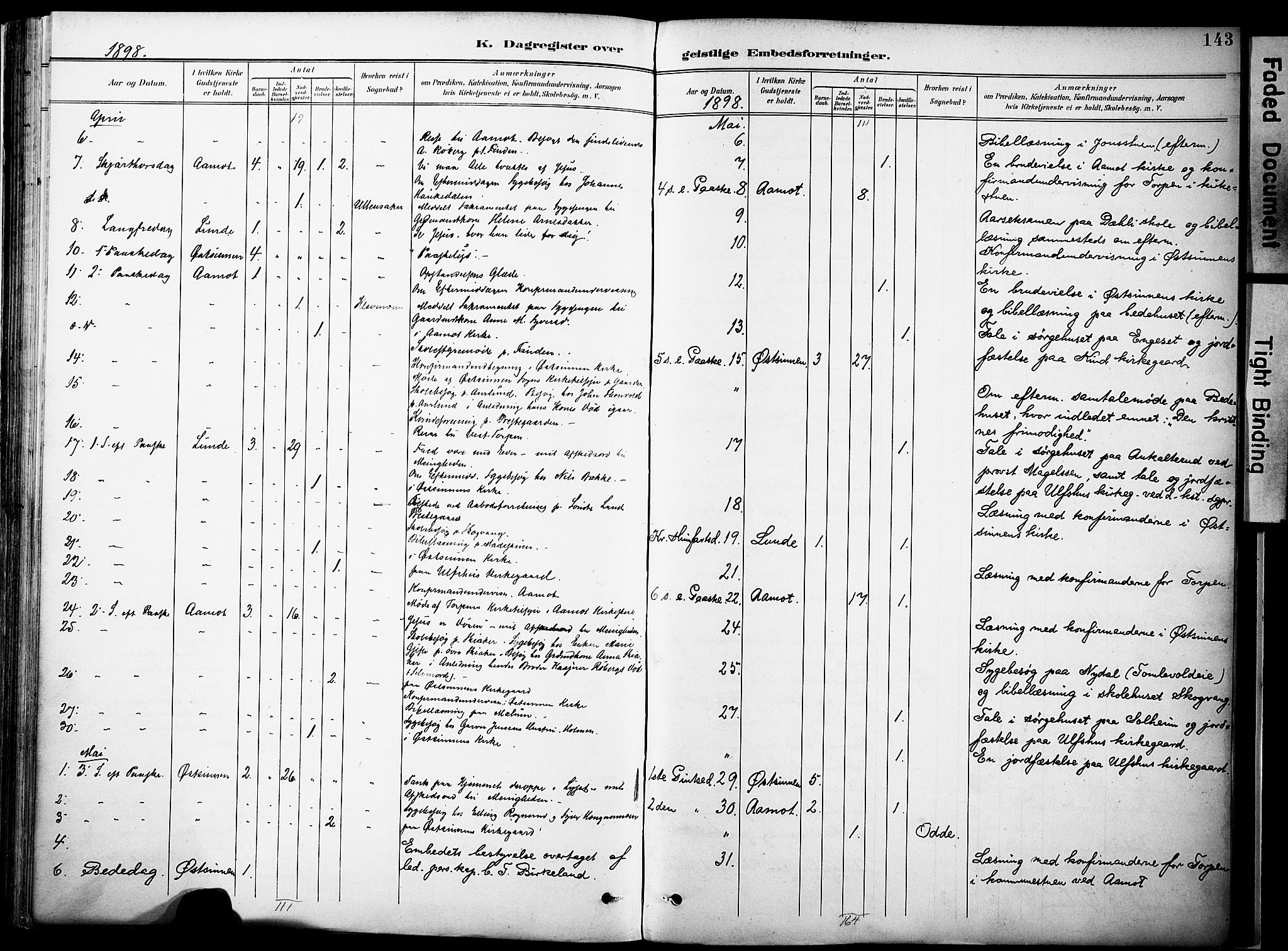 Nordre Land prestekontor, AV/SAH-PREST-124/H/Ha/Haa/L0006: Parish register (official) no. 6, 1897-1914, p. 143