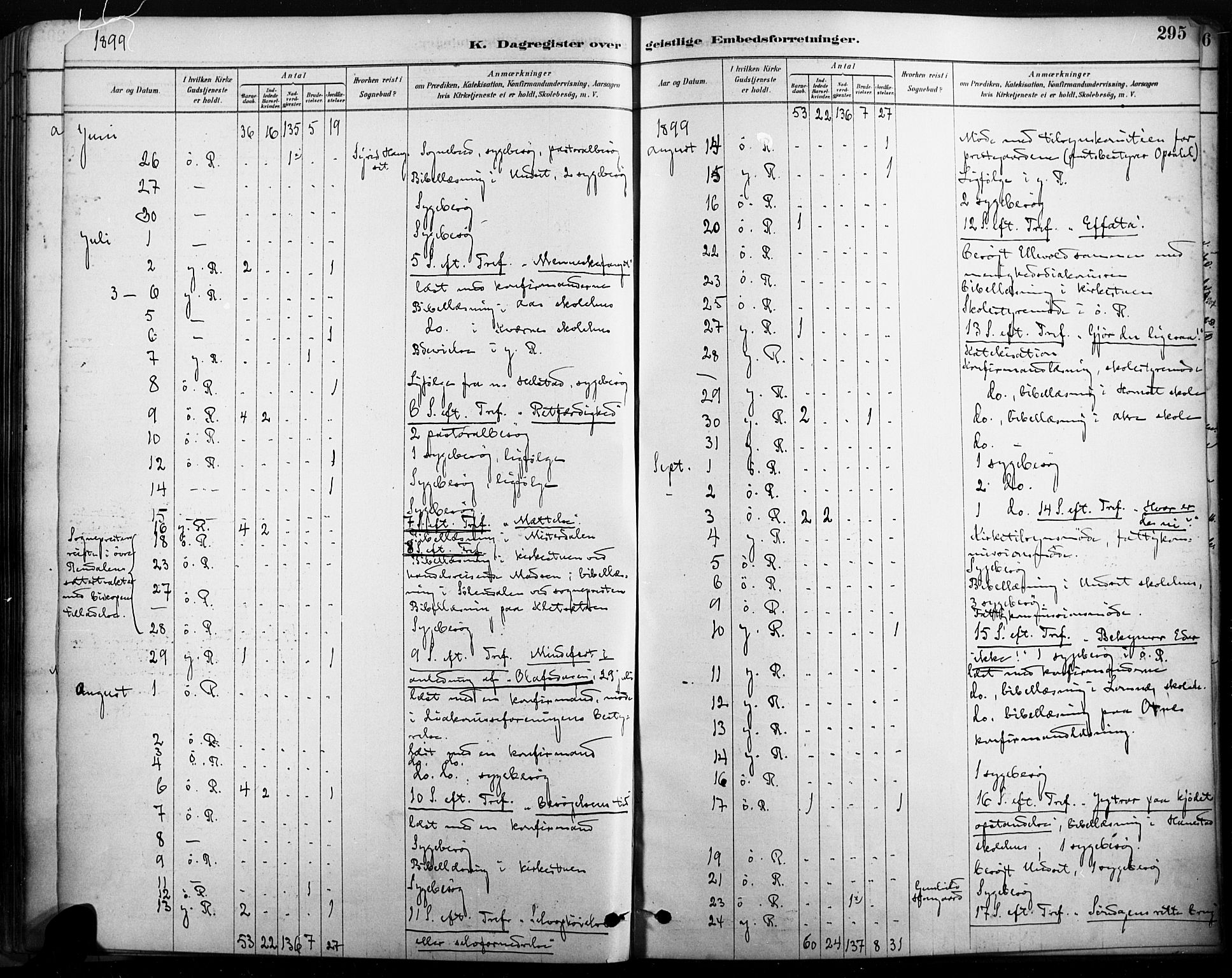 Rendalen prestekontor, SAH/PREST-054/H/Ha/Haa/L0009: Parish register (official) no. 9, 1878-1901, p. 295