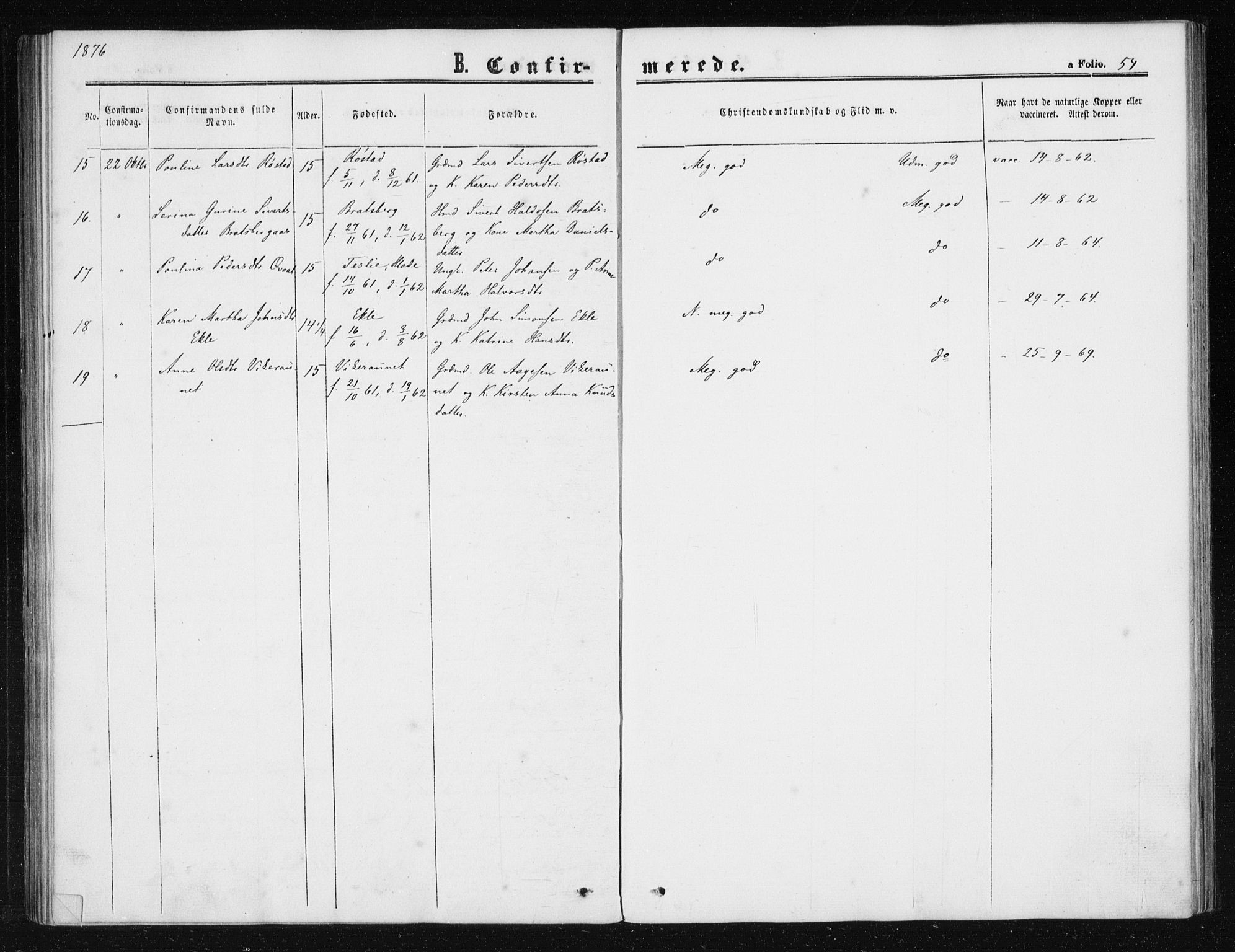 Ministerialprotokoller, klokkerbøker og fødselsregistre - Sør-Trøndelag, SAT/A-1456/608/L0333: Parish register (official) no. 608A02, 1862-1876, p. 54