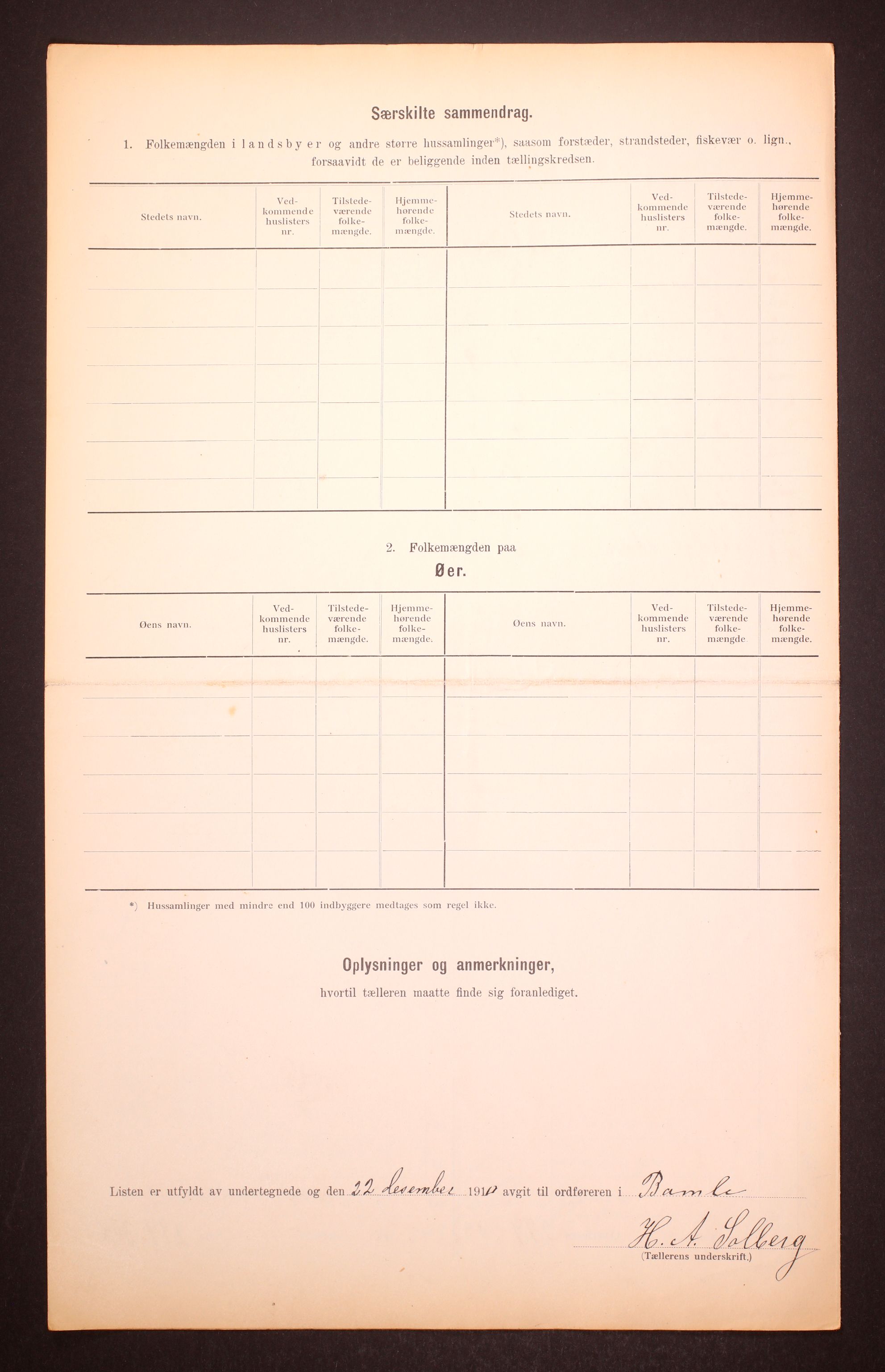 RA, 1910 census for Bamble, 1910, p. 12