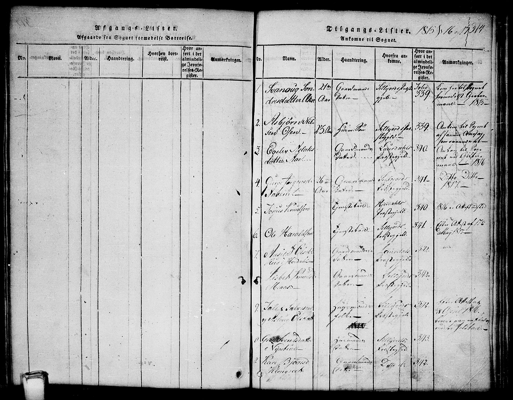 Kviteseid kirkebøker, SAKO/A-276/G/Gb/L0001: Parish register (copy) no. II 1, 1815-1842, p. 314